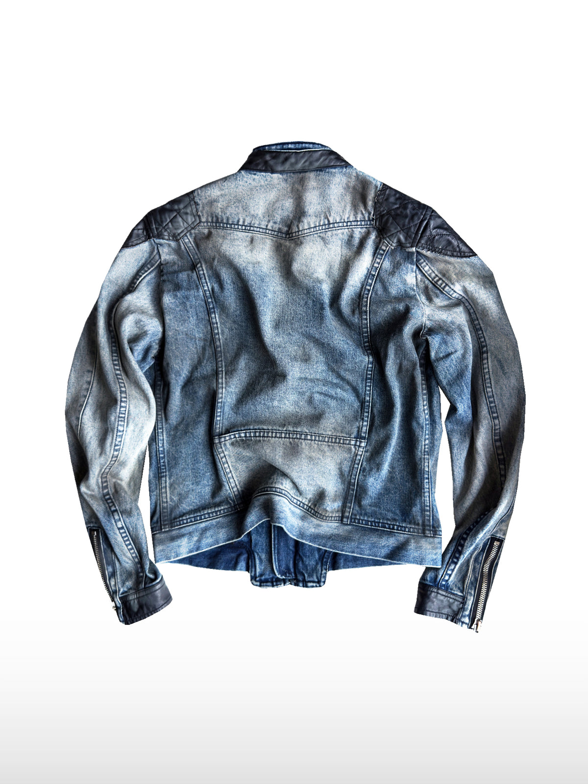 Aged Denim Biker Jacket