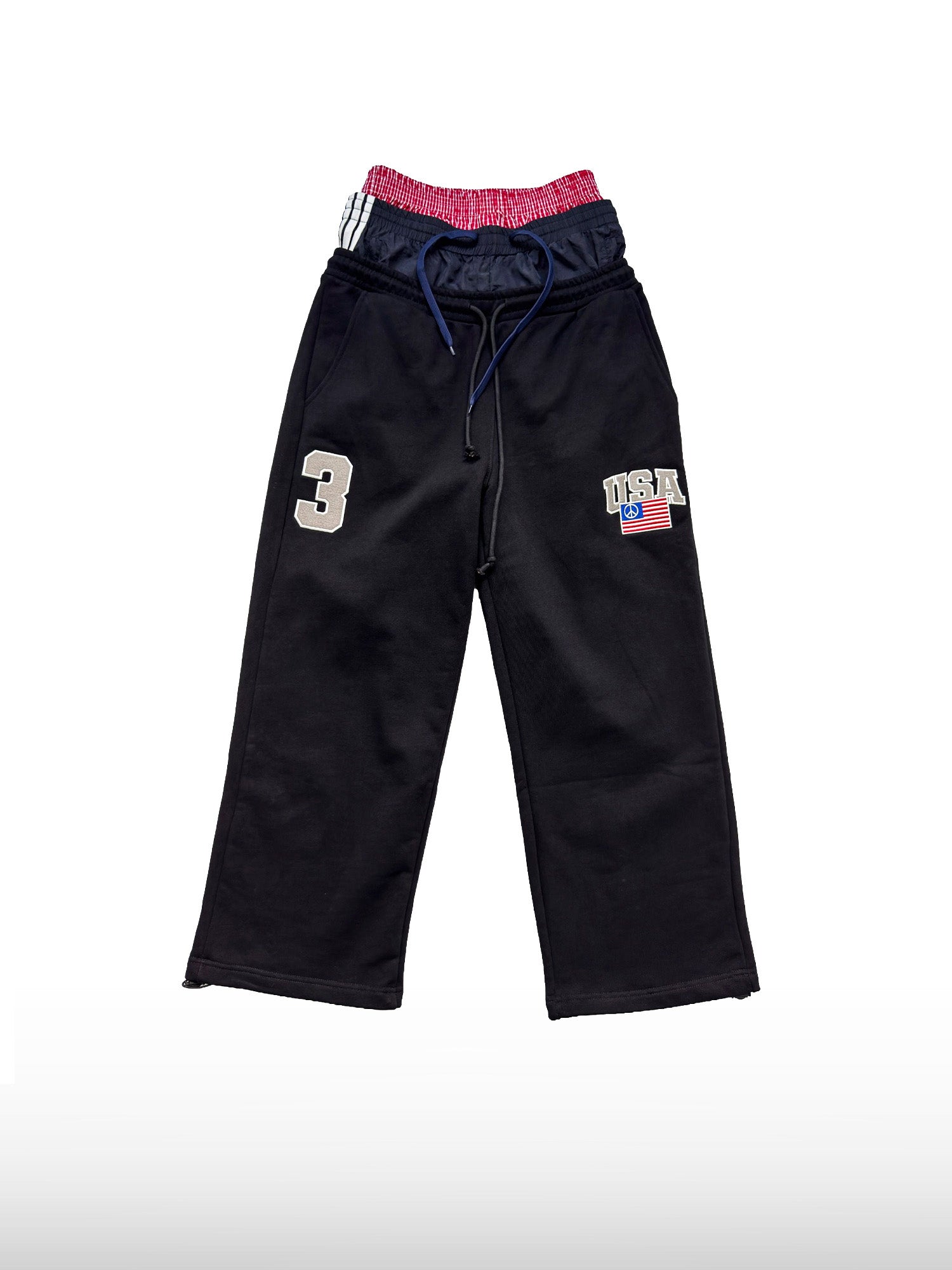 Pantaloni sportivi in tessuto mélange a tripla vita