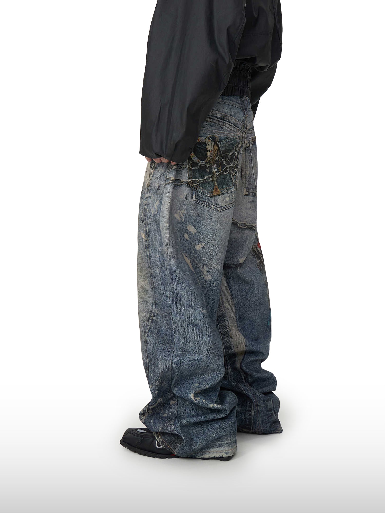 Jeans con catena artigianale