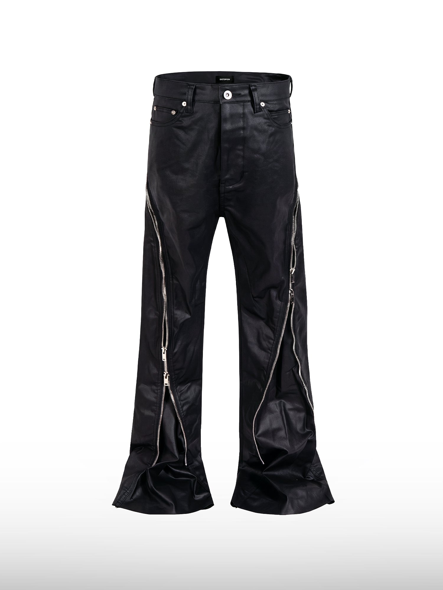Jeans dritti con cerniera rivestita