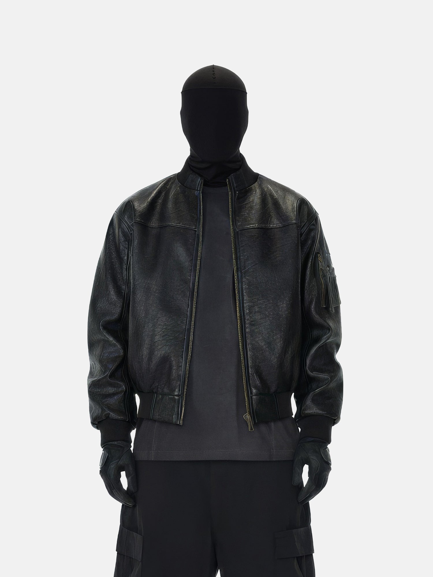 Bomber in pelle stropicciata stile moto