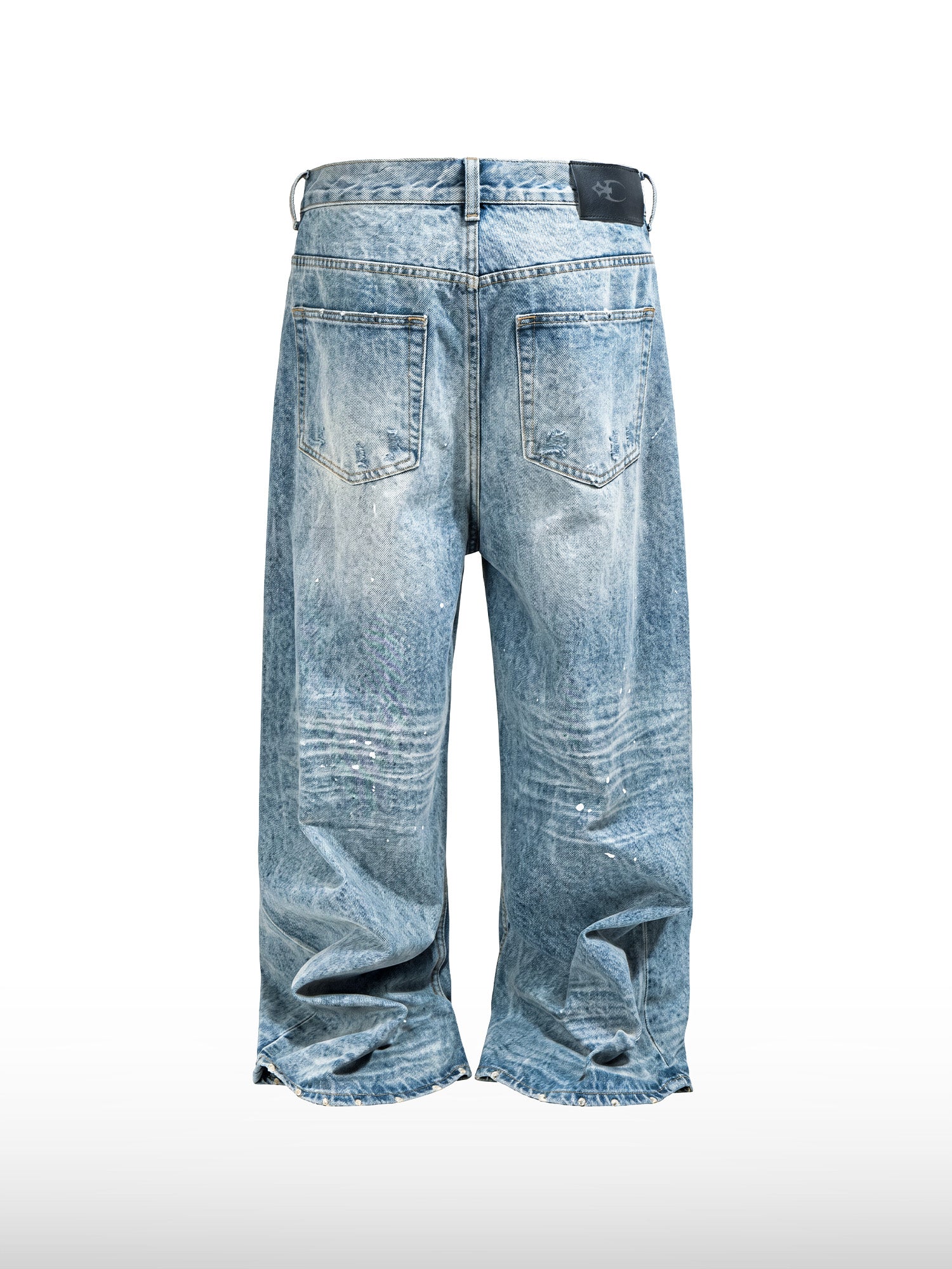 Paint-Splatter Wide Jeans