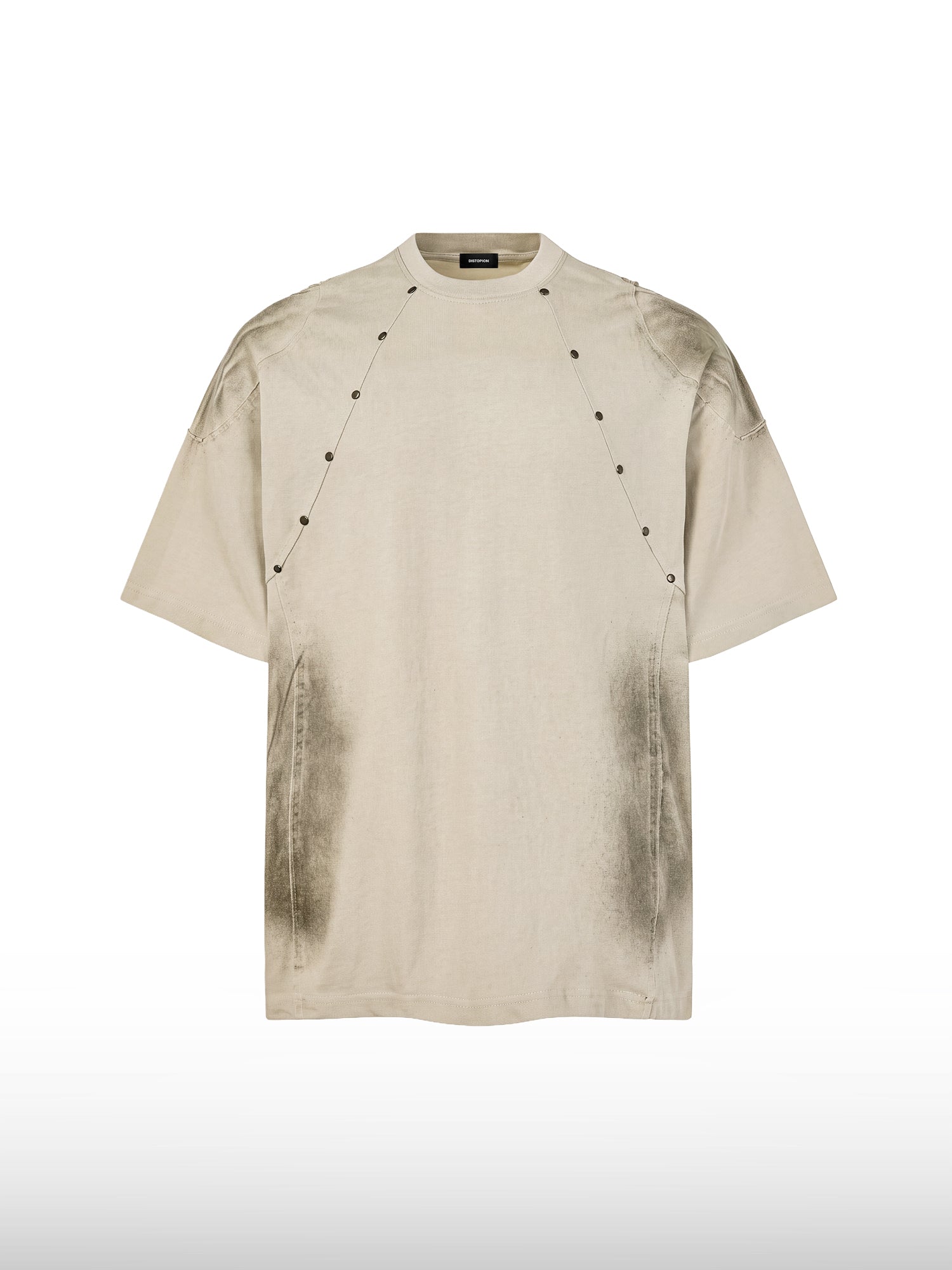 T-shirt Boxy con Borchie Effetto Consumato