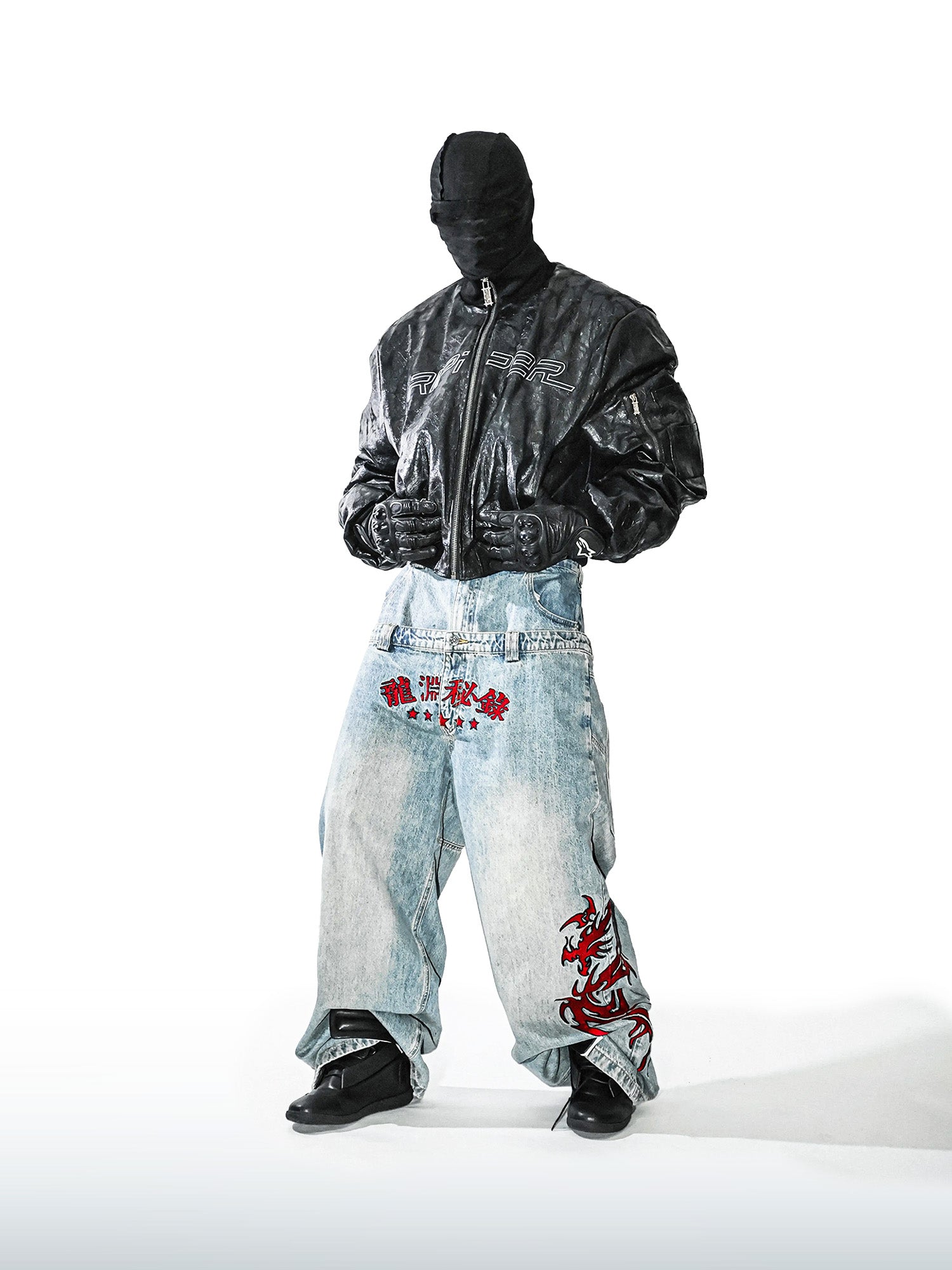 Dragon Shadow Double-Waist Jeans