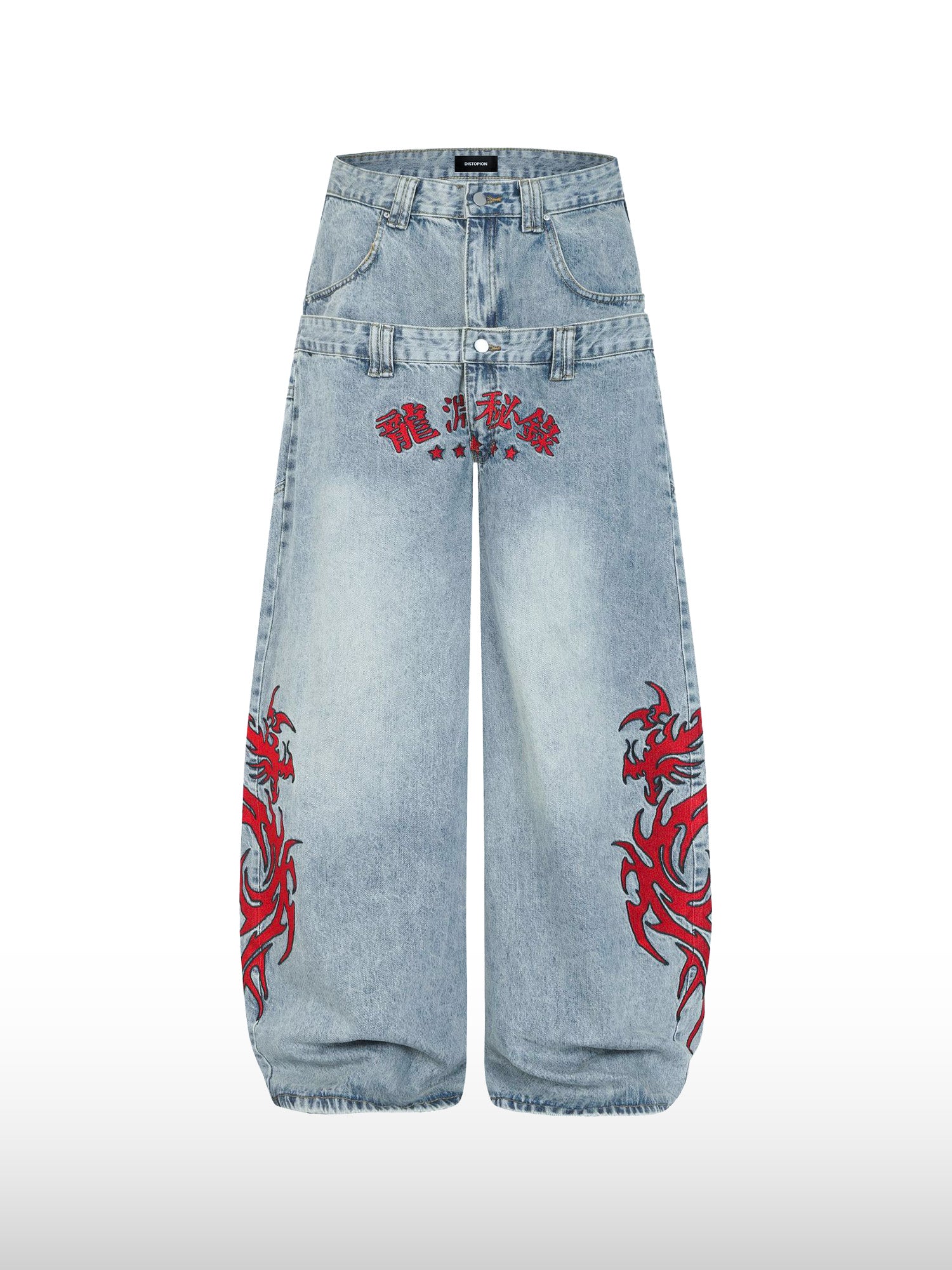 Dragon Shadow Double-Waist Jeans