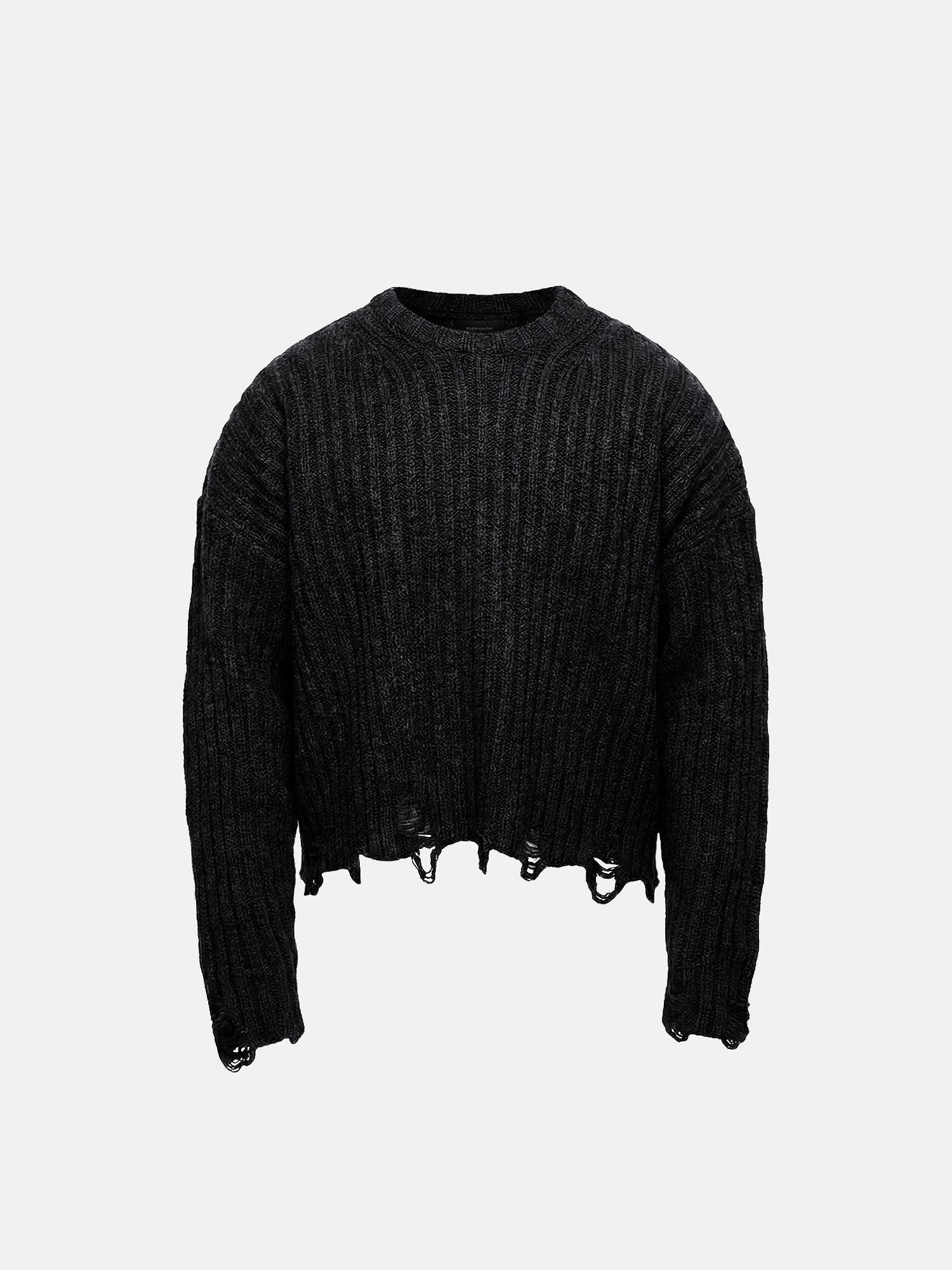 Maglione corto con bordo sfilacciato