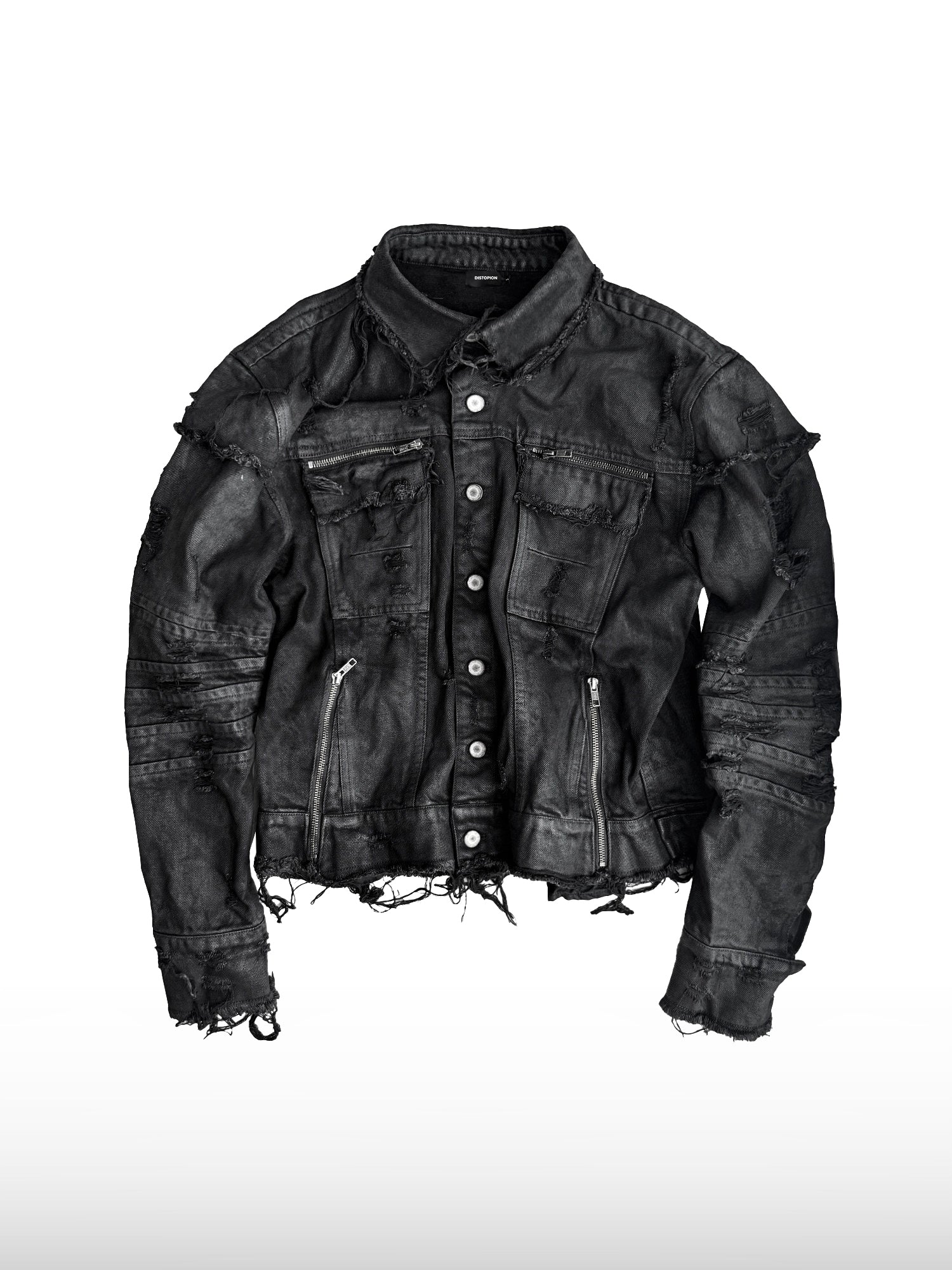 Frayed Black Denim Jacket