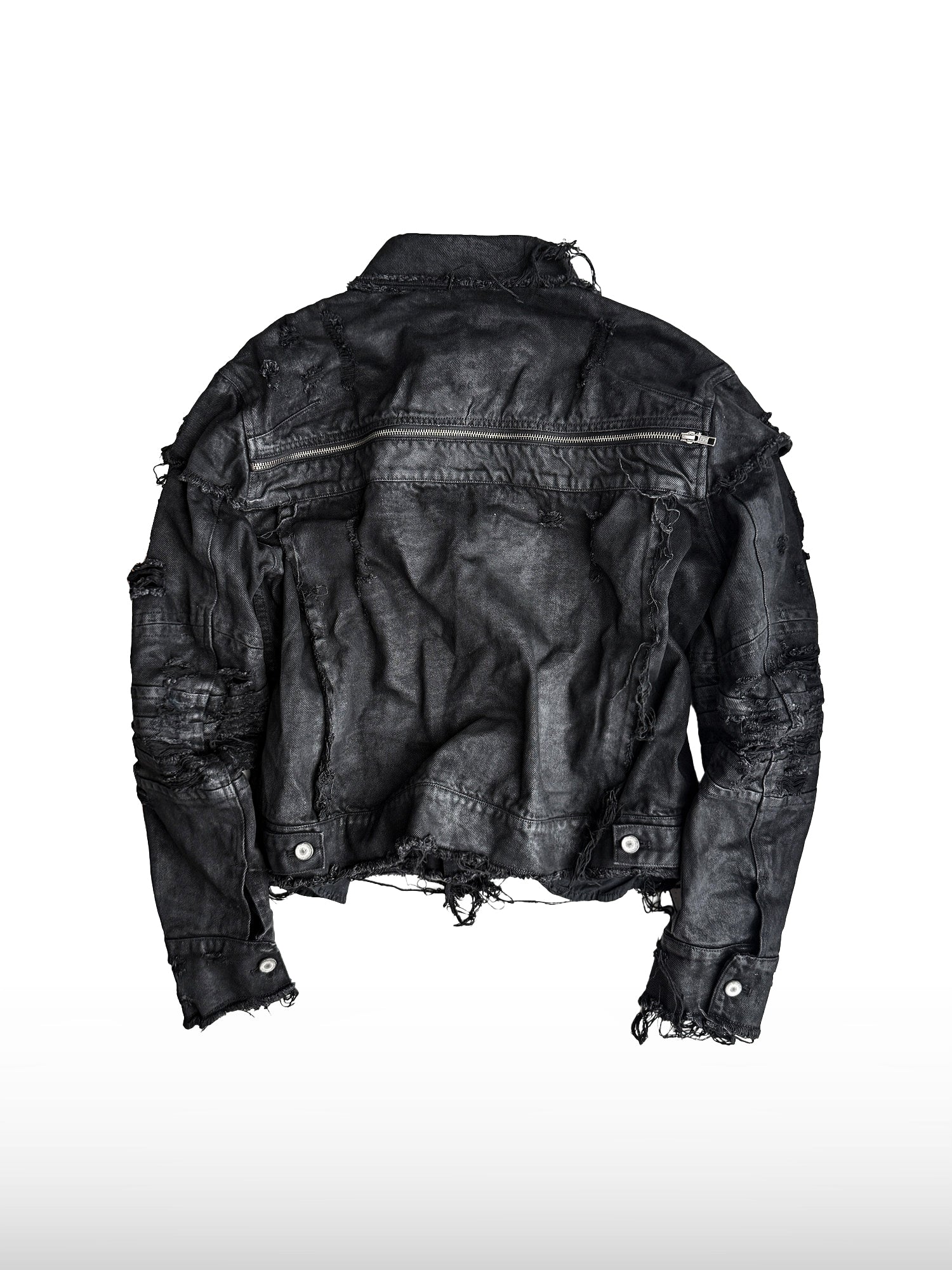 Frayed Black Denim Jacket