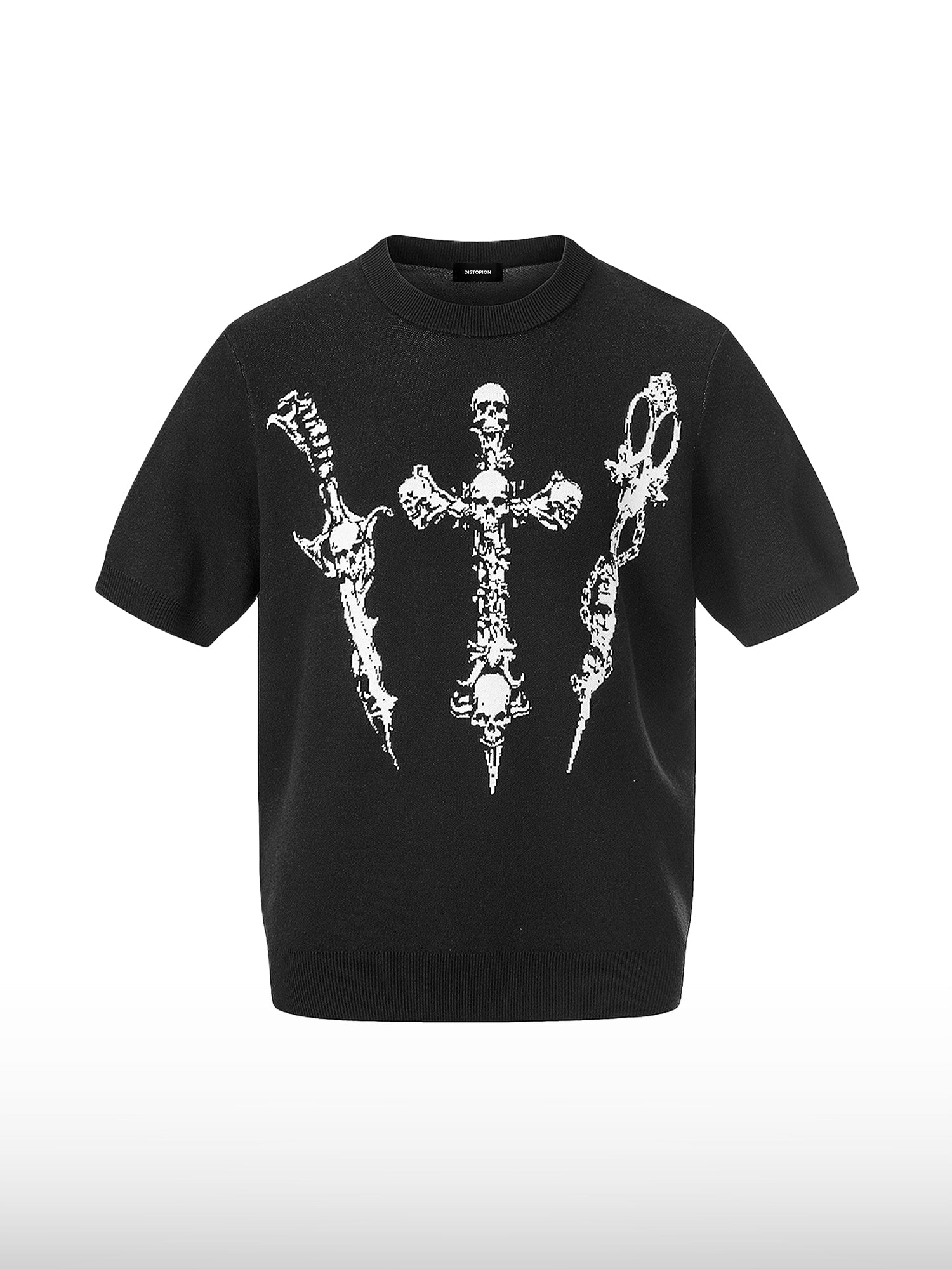 T-shirt in jacquard con grafica gotica