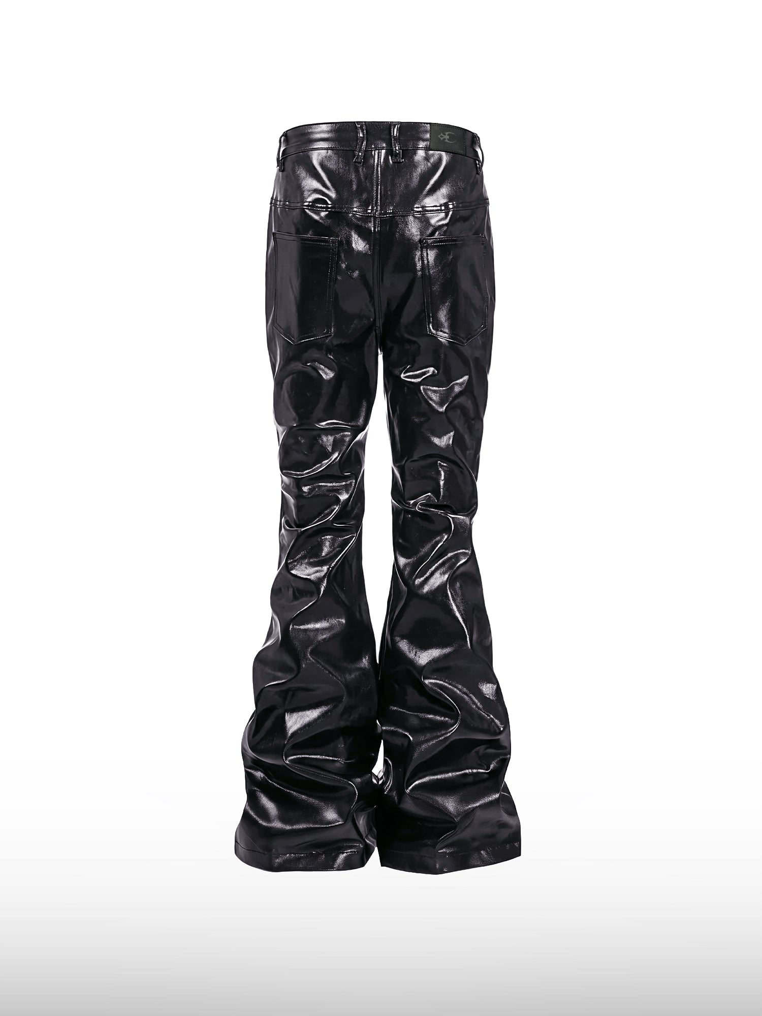 Jeans a zampa neri lucidi