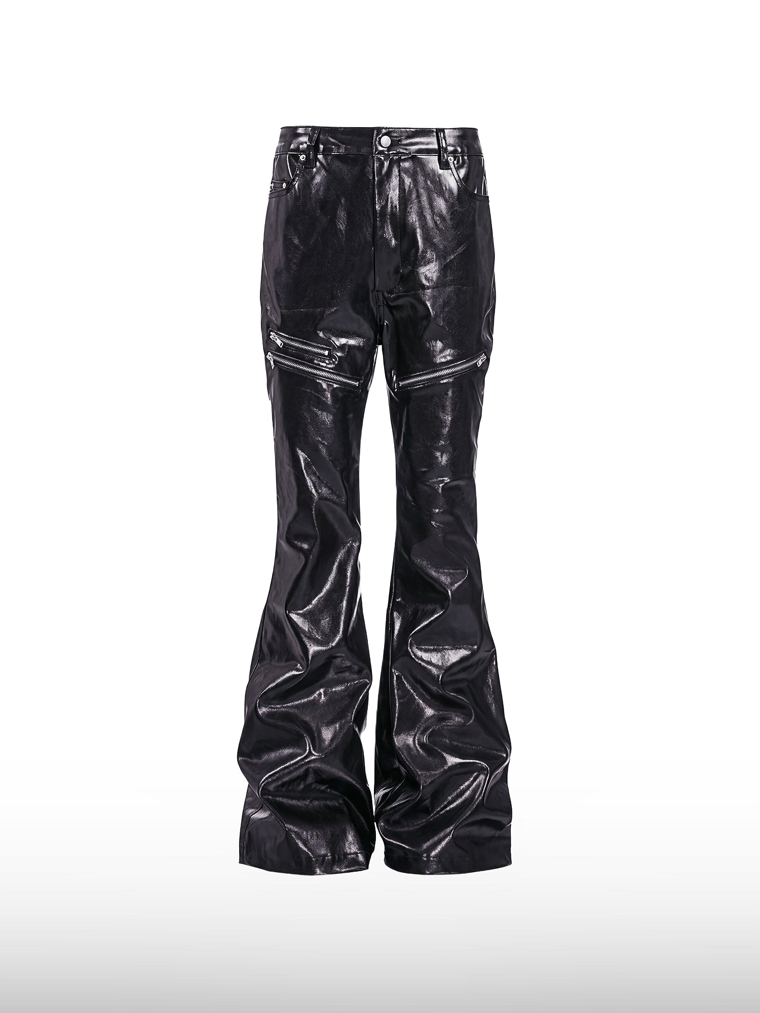 Jeans a zampa neri lucidi