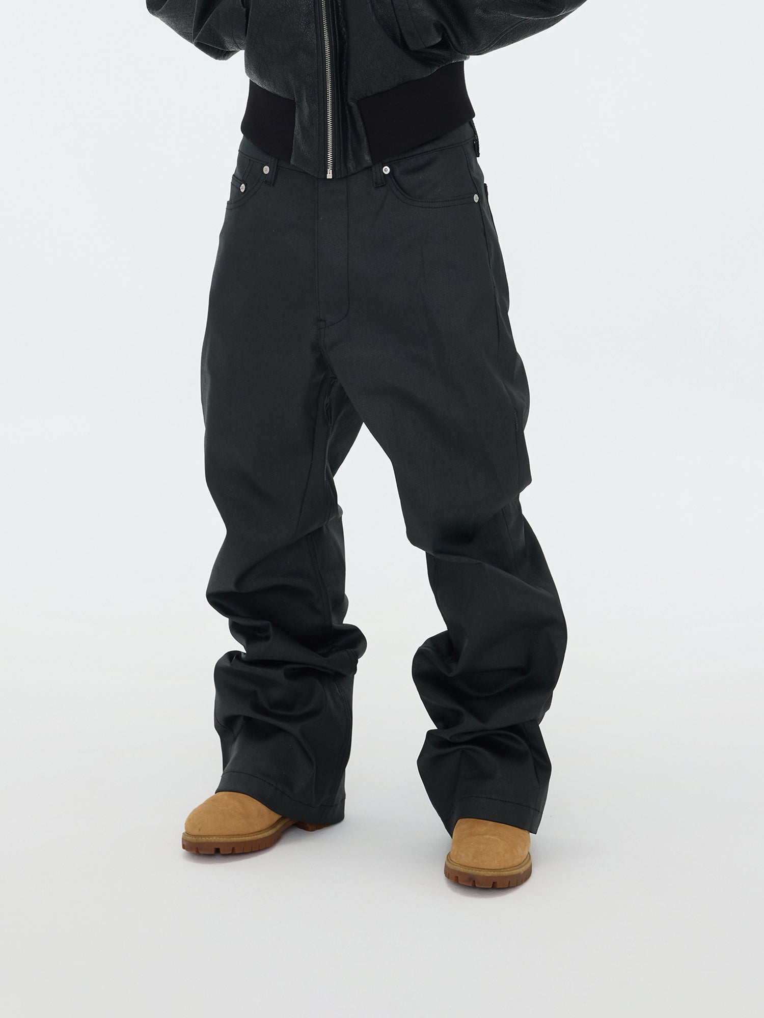 Pantaloni a gamba larga neri opachi