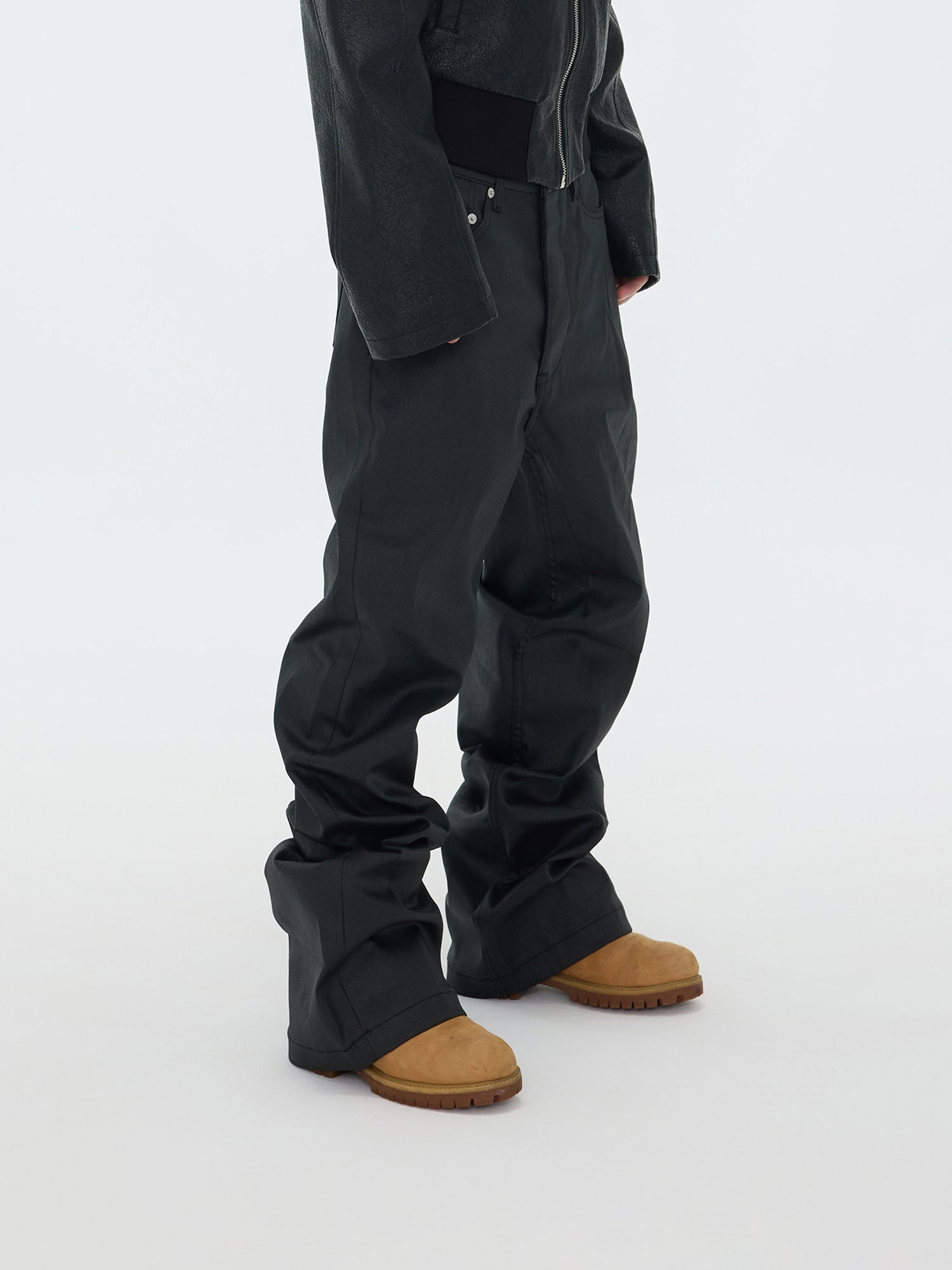 Pantaloni a gamba larga neri opachi