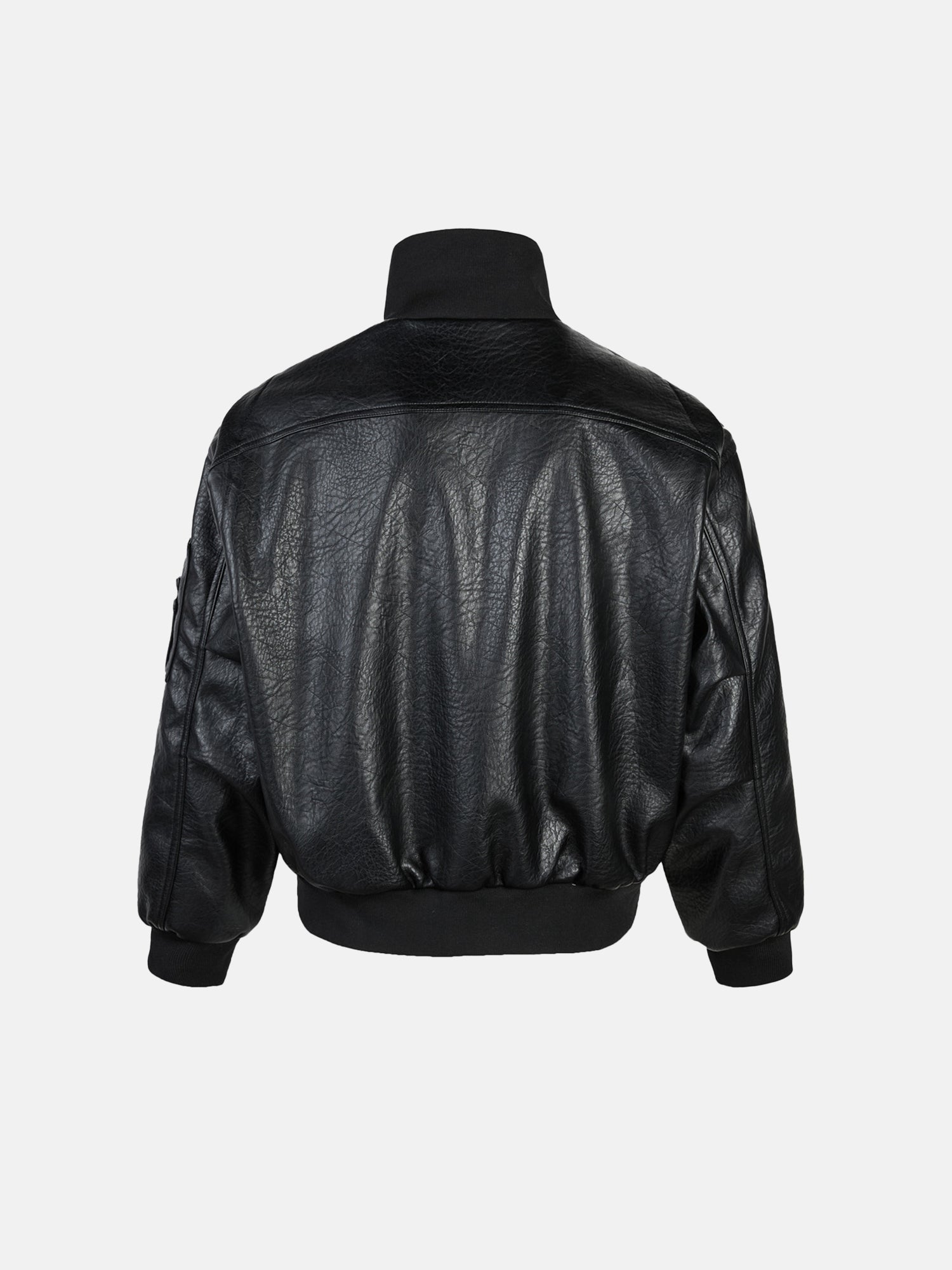 Bomber in pelle stropicciata stile moto