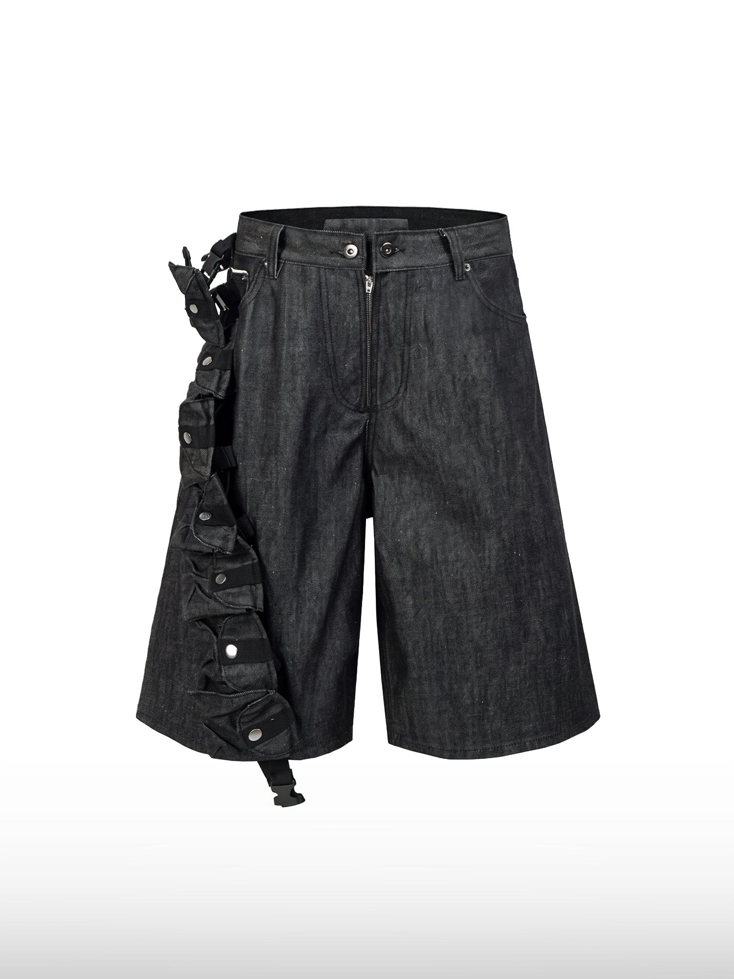 Multi-Pocket Denim Shorts