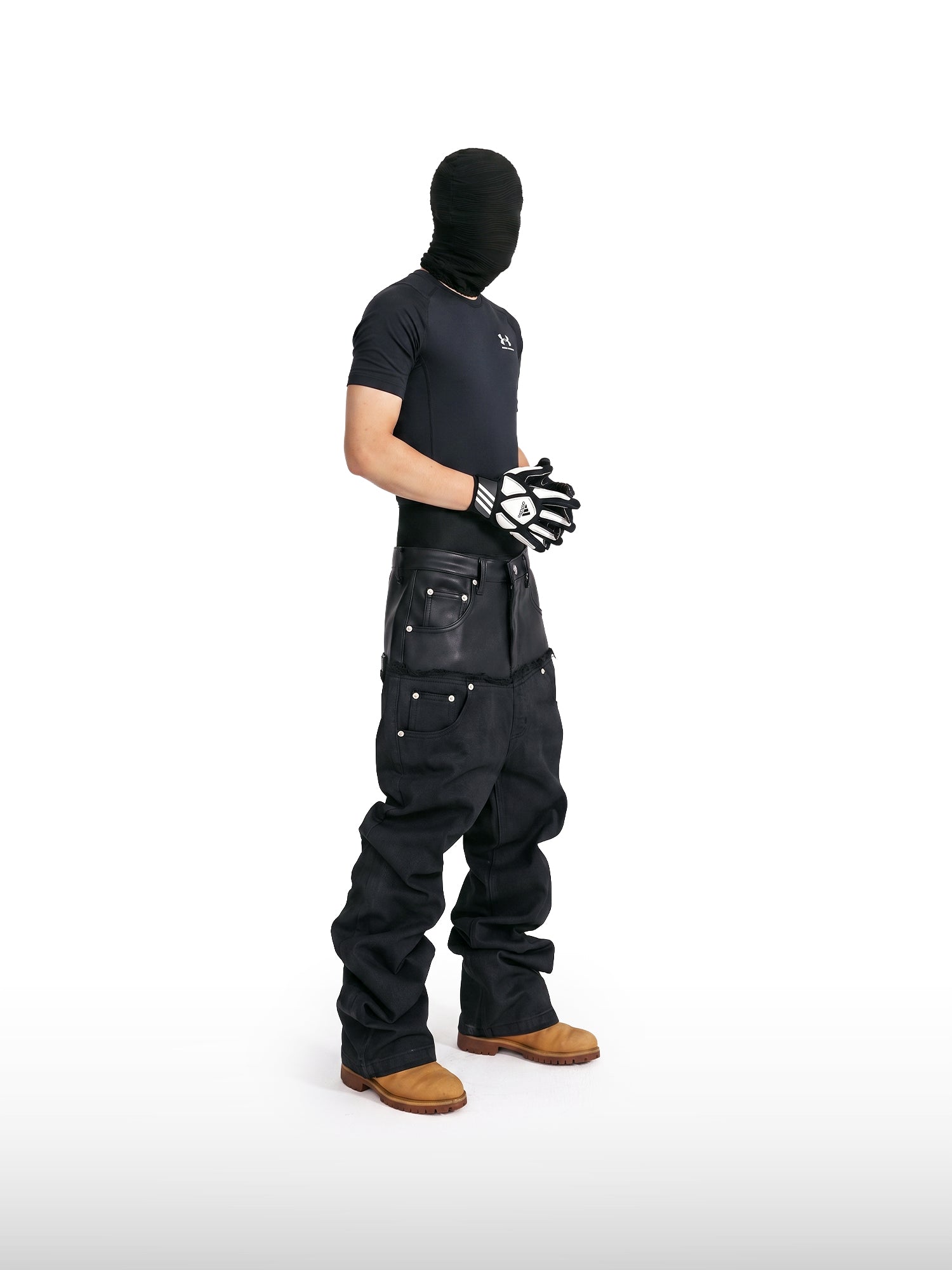 Paneled Coated Straight Jeans