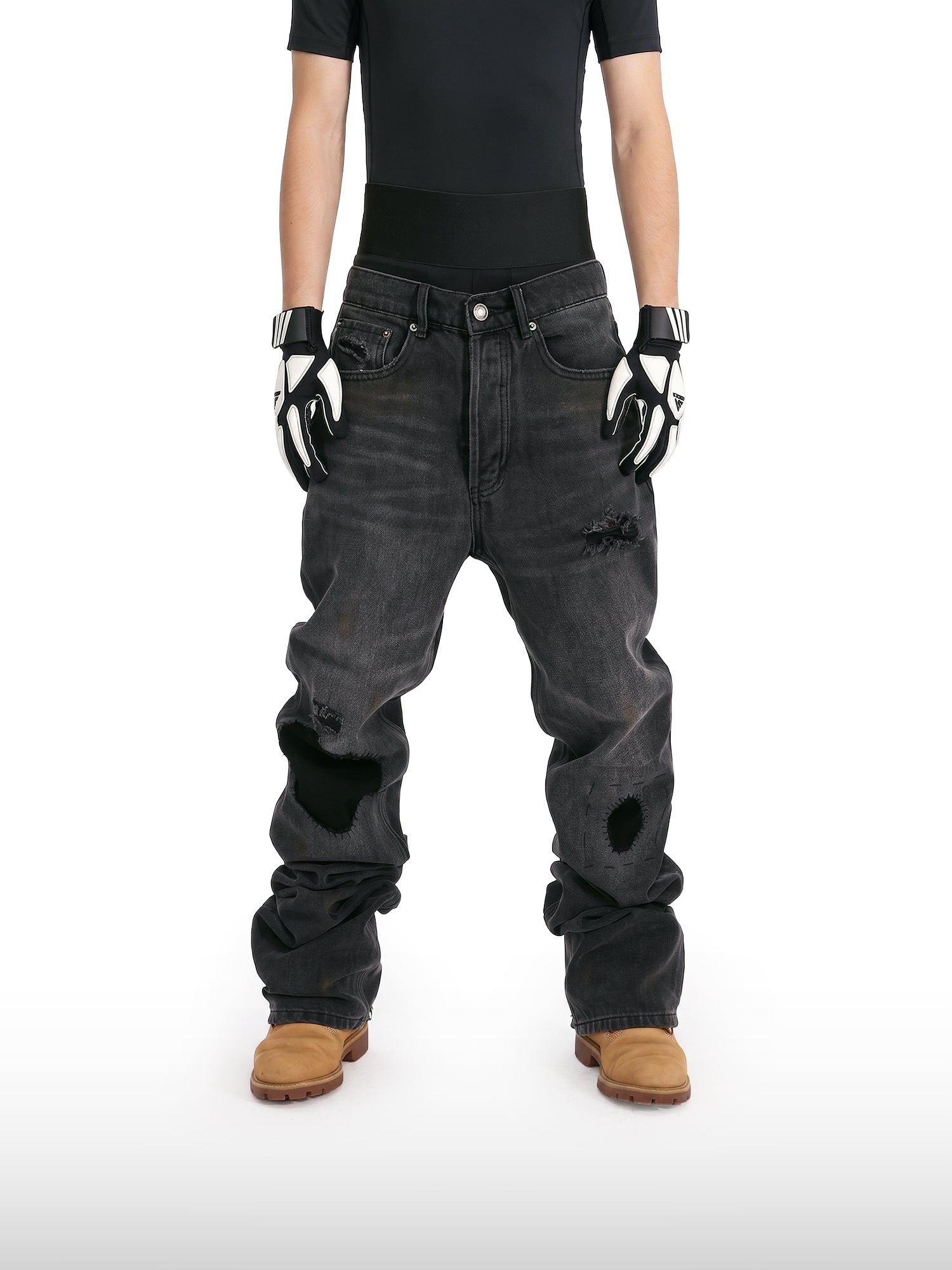 Rebel Distressed Straight Jeans