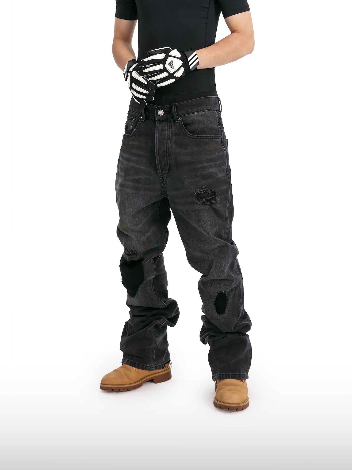 Rebel Distressed Straight Jeans