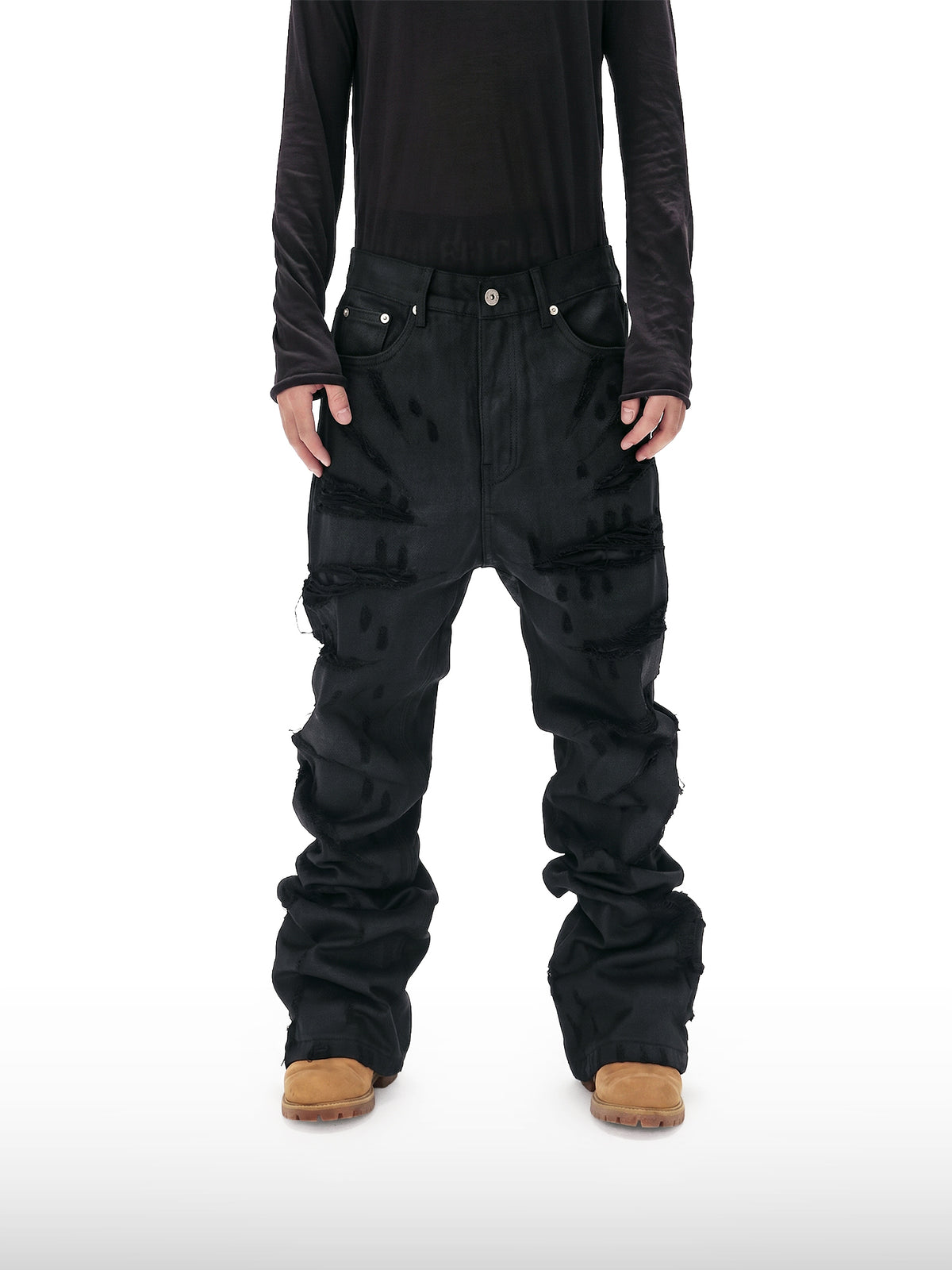Jeans Svasati Cerati con Strappi