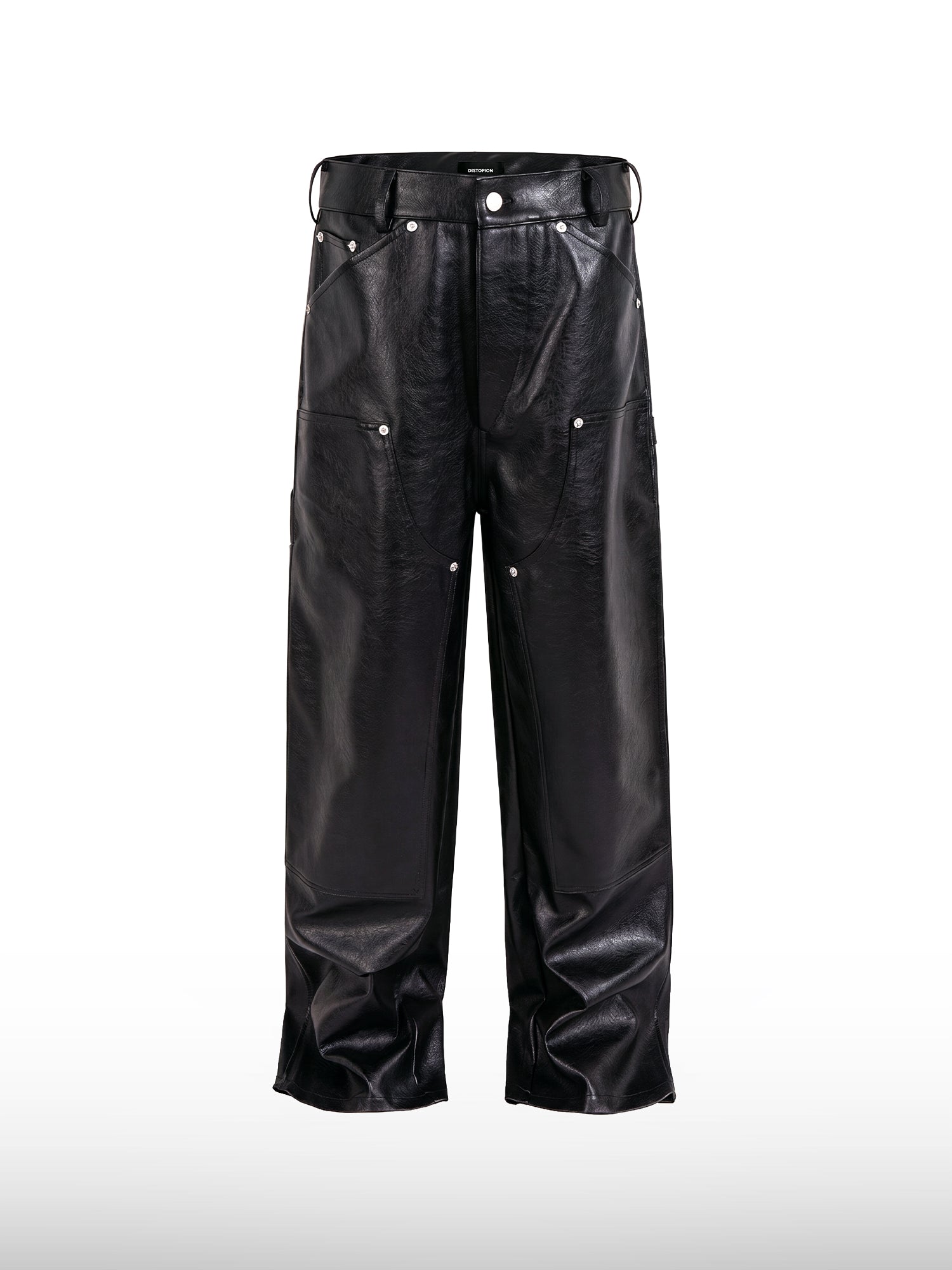 Jeans in pelle borchiati