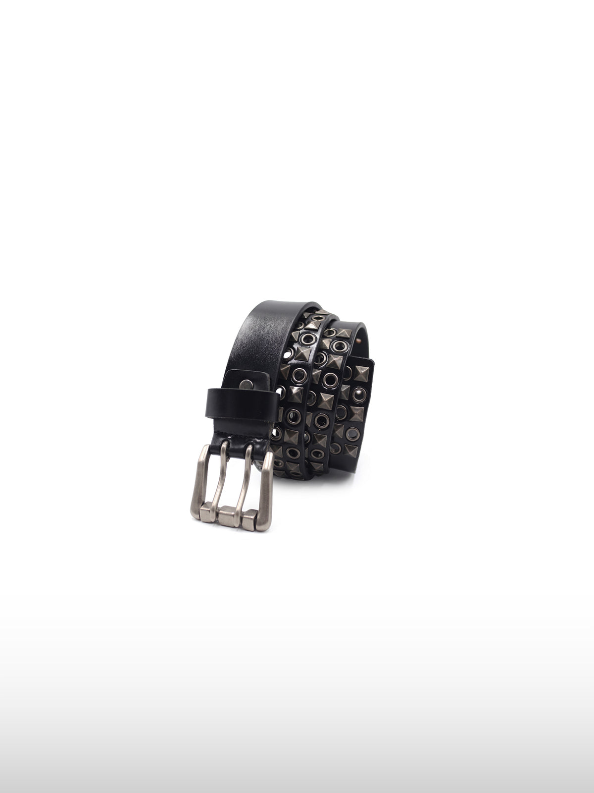 Triple-Prong Studded Leather Belt