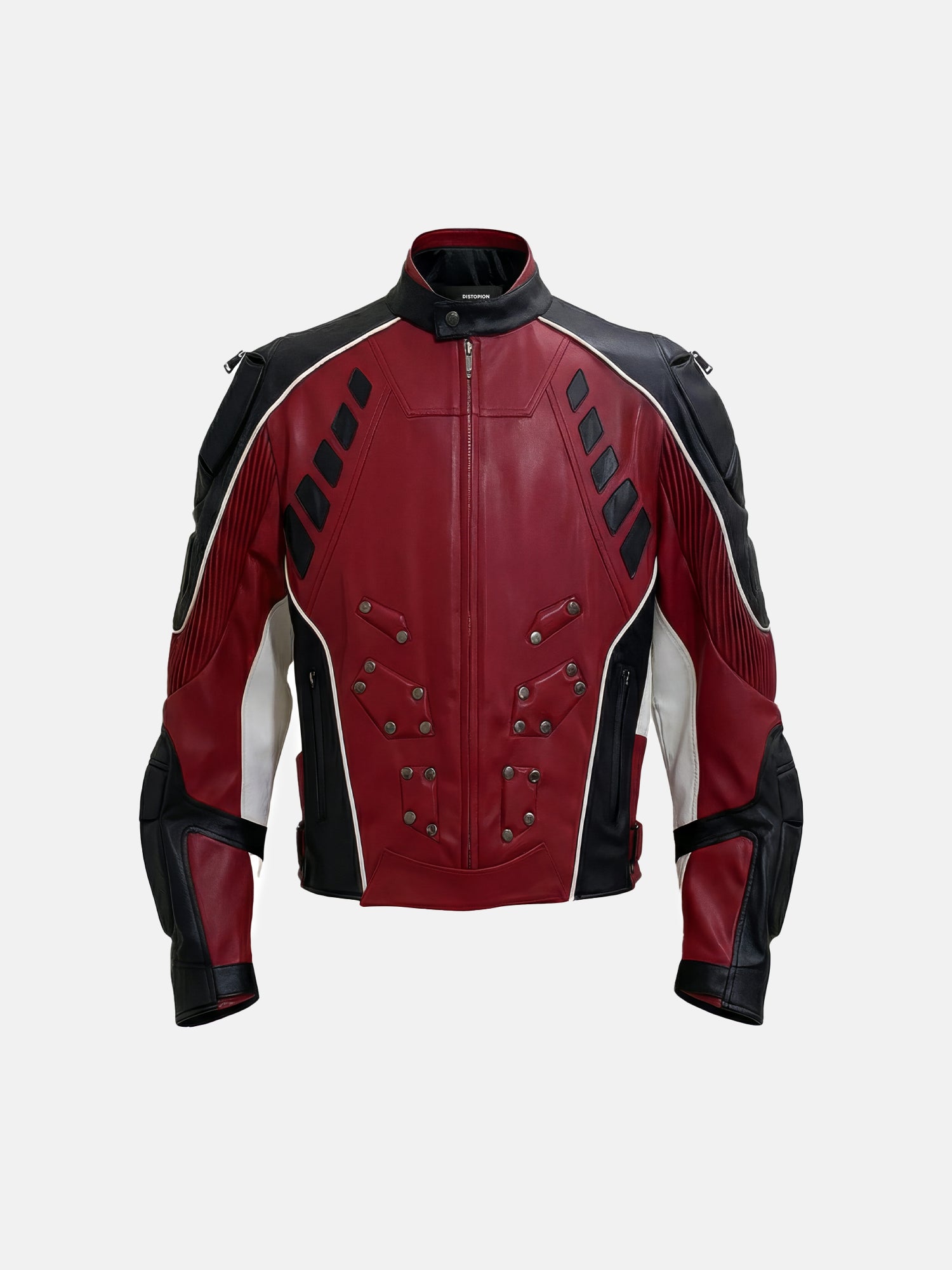 Giacca da moto rossa e nera