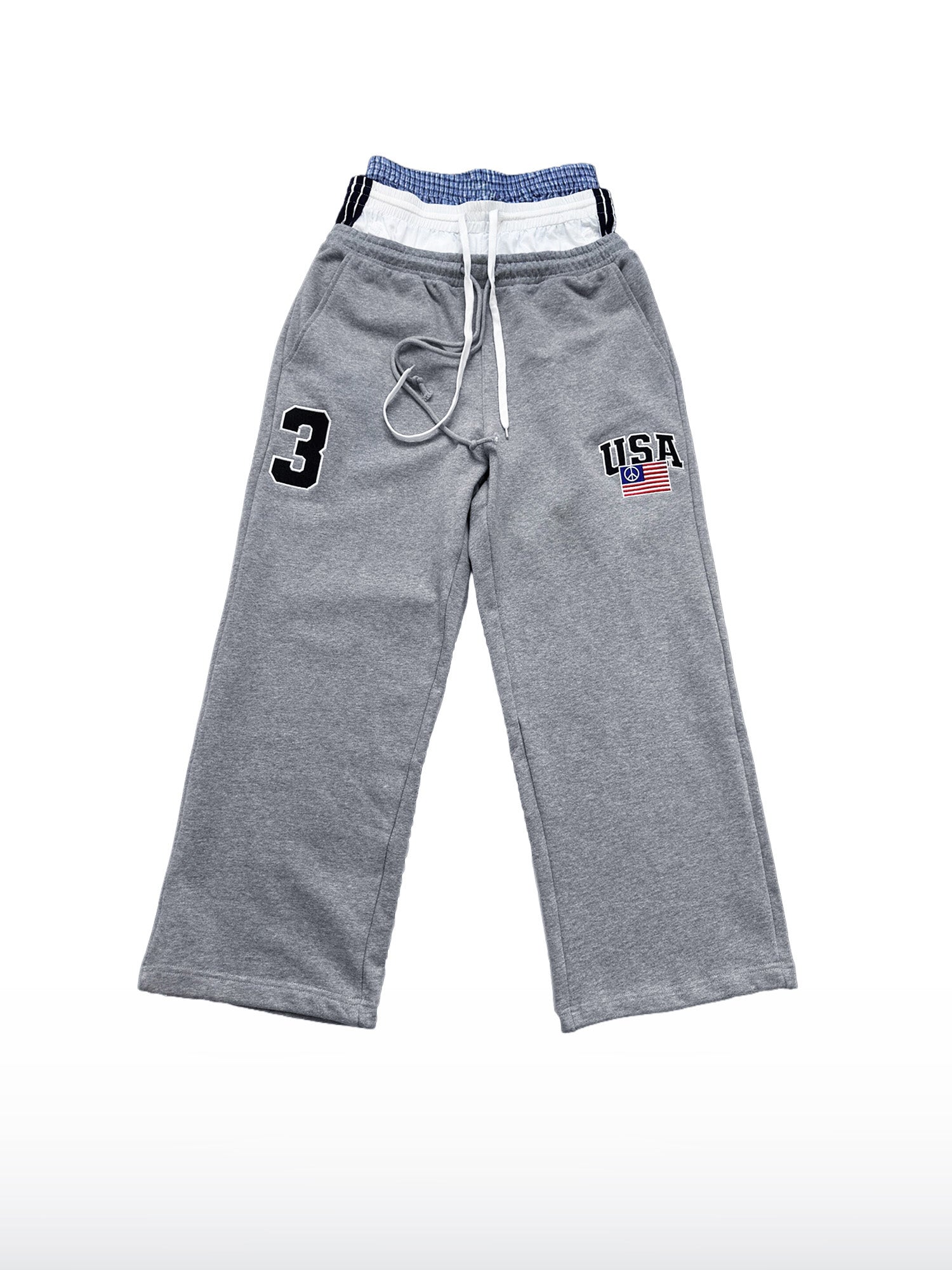 Pantaloni sportivi in tessuto mélange a tripla vita
