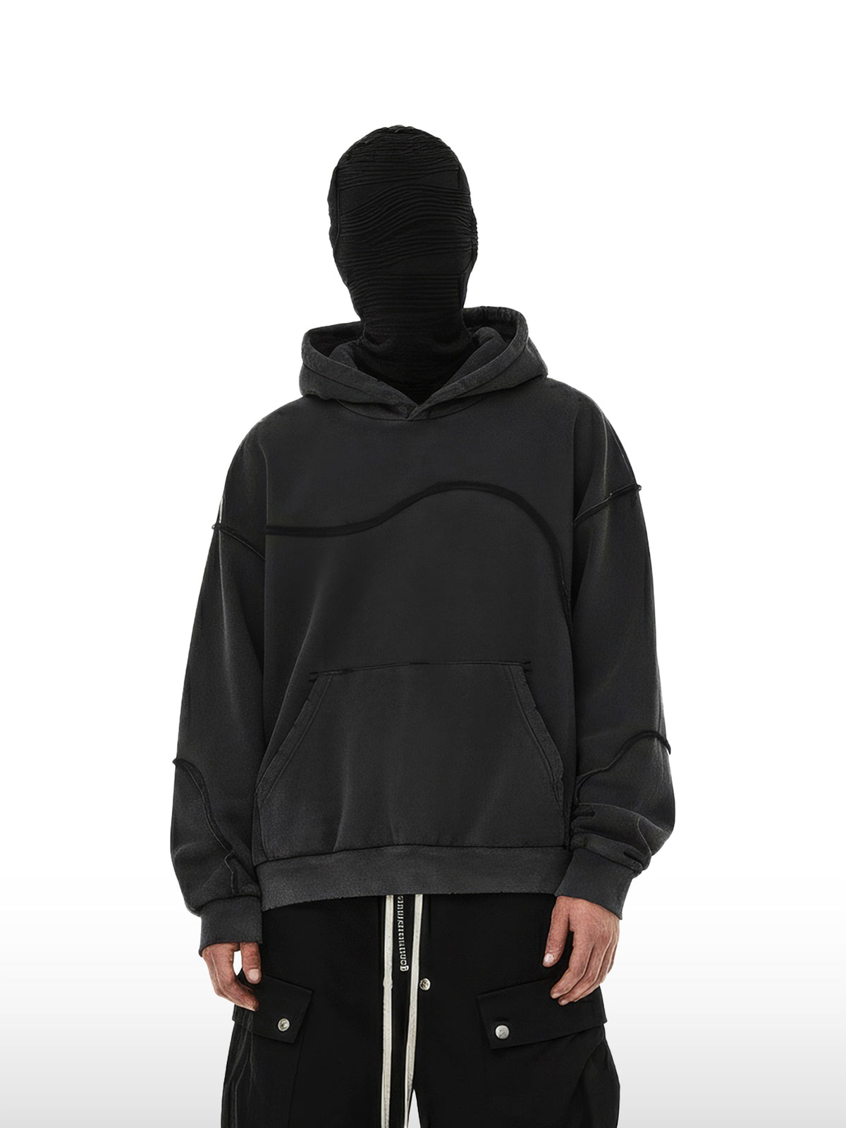 Black Wave Seam Hoodie