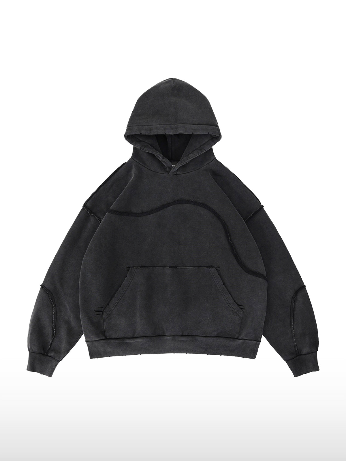 Black Wave Seam Hoodie