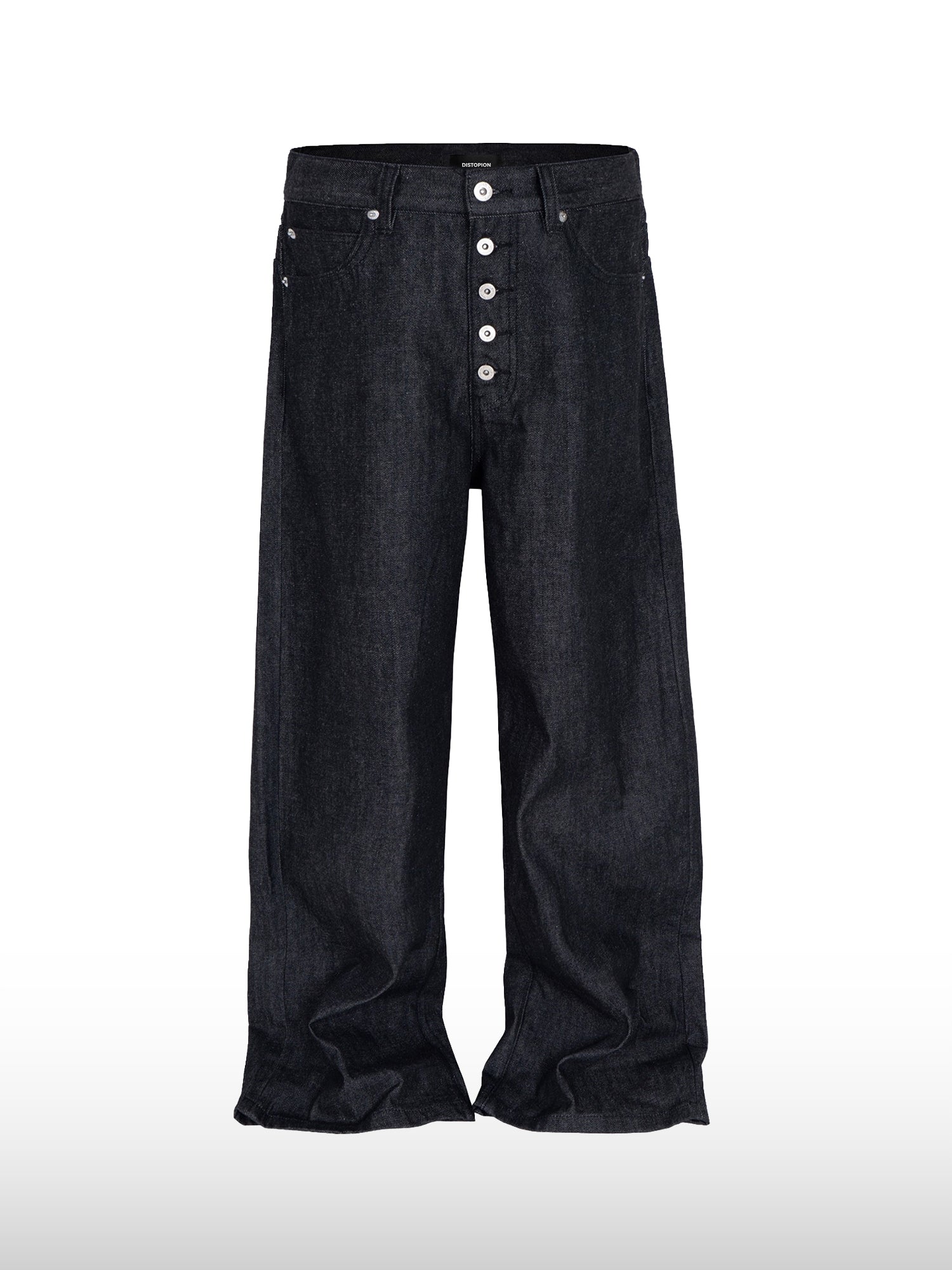 Jeans larghi con patta e bottoni