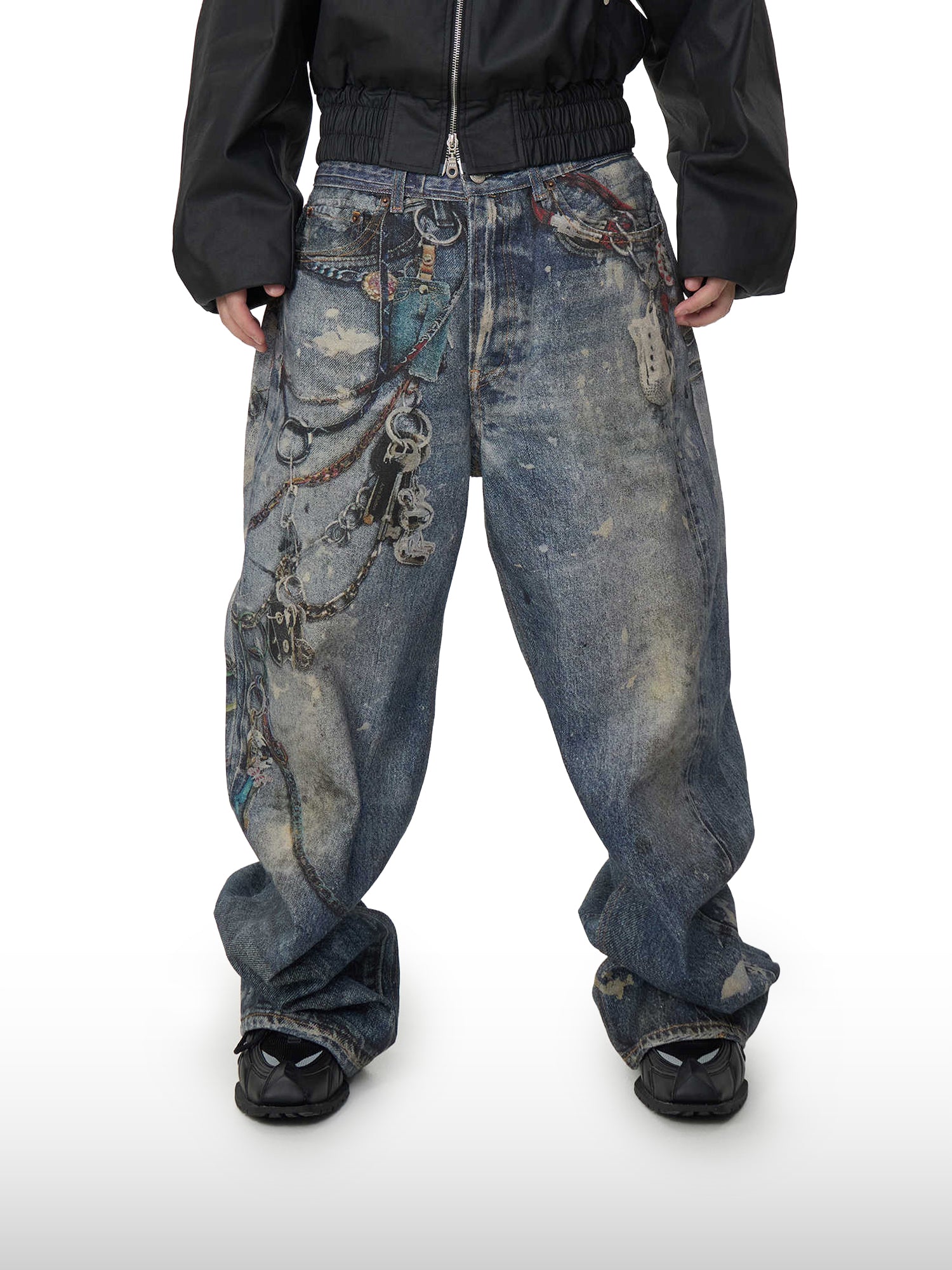 Jeans con catena artigianale