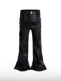 Jeans svasati rivestiti con cinturino