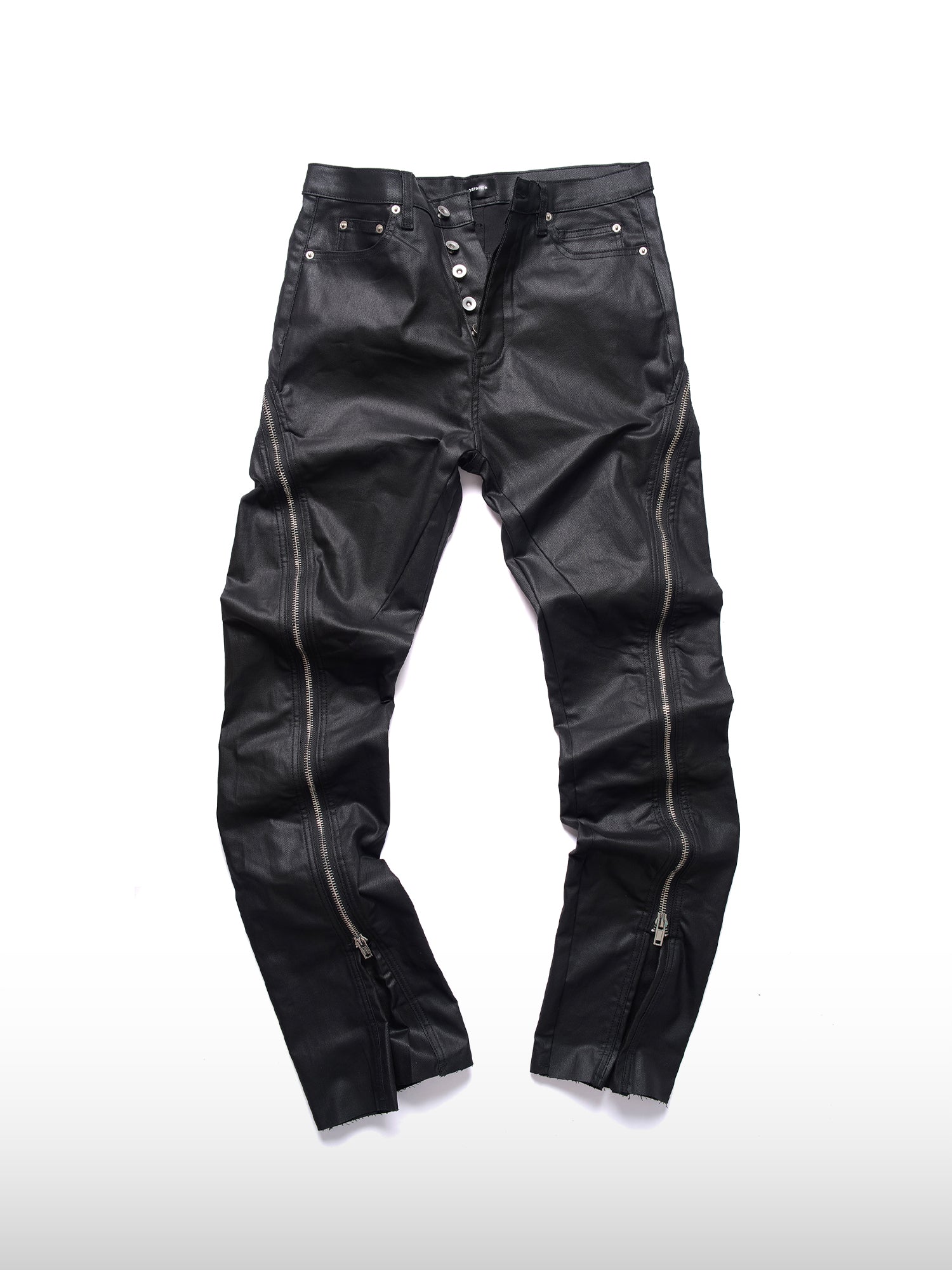 Pantaloni dritti con cerniera rivestita