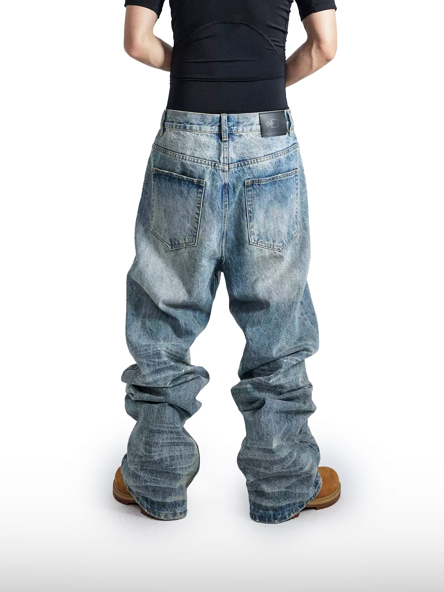Paint-Splatter Wide Jeans