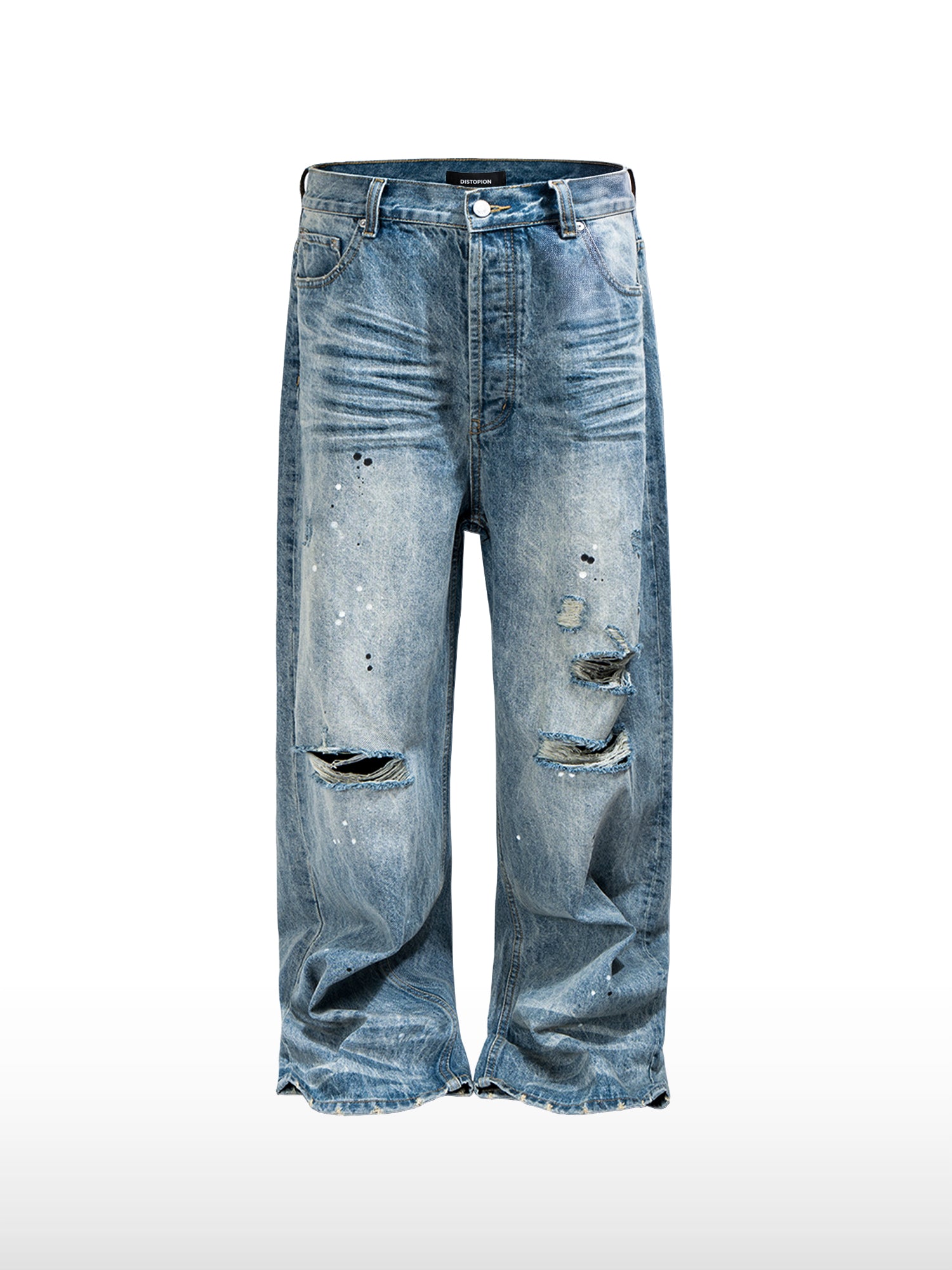 Jeans ampi effetto schizzi di vernice