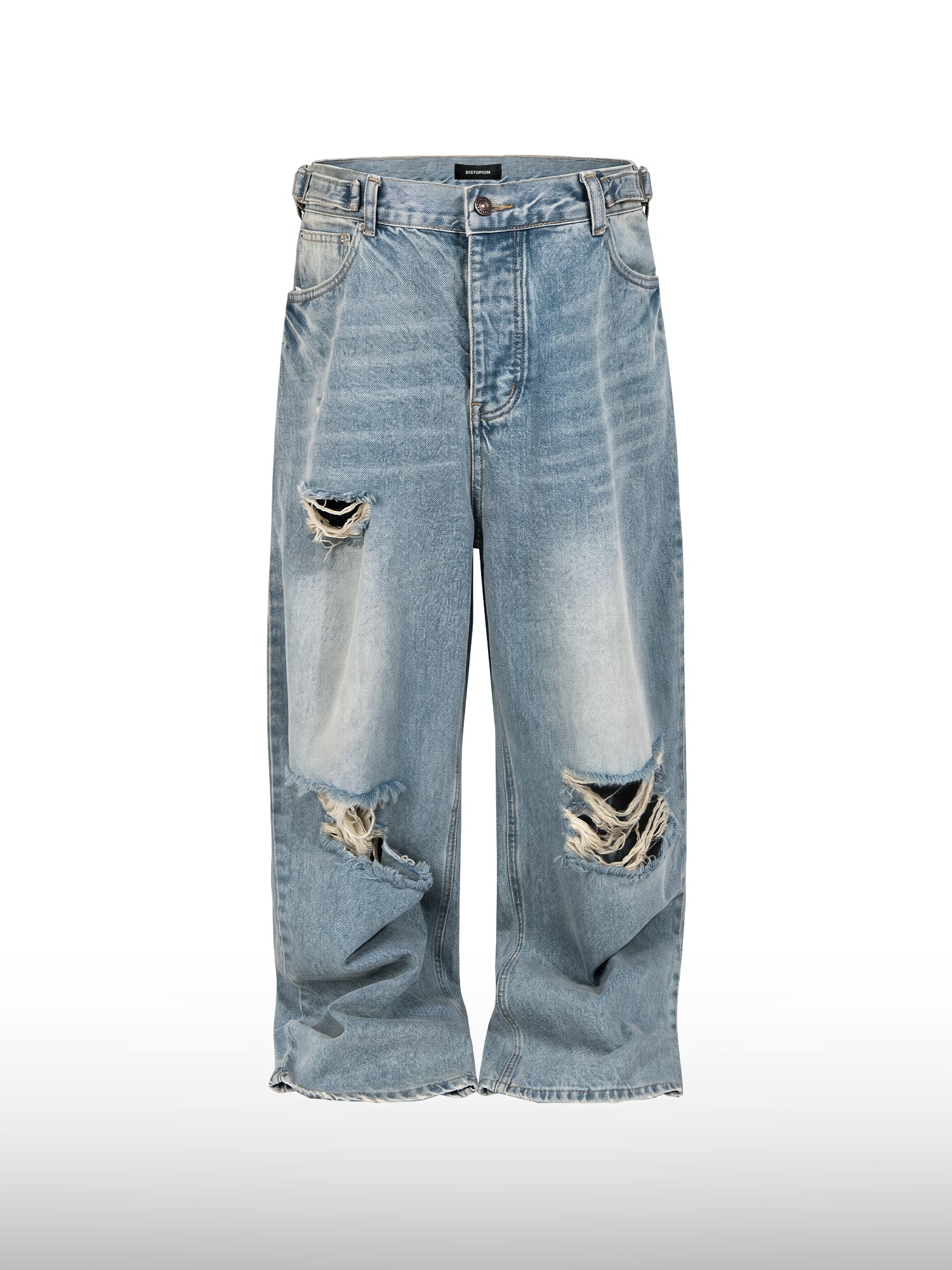 Jeans dritti in denim distressed