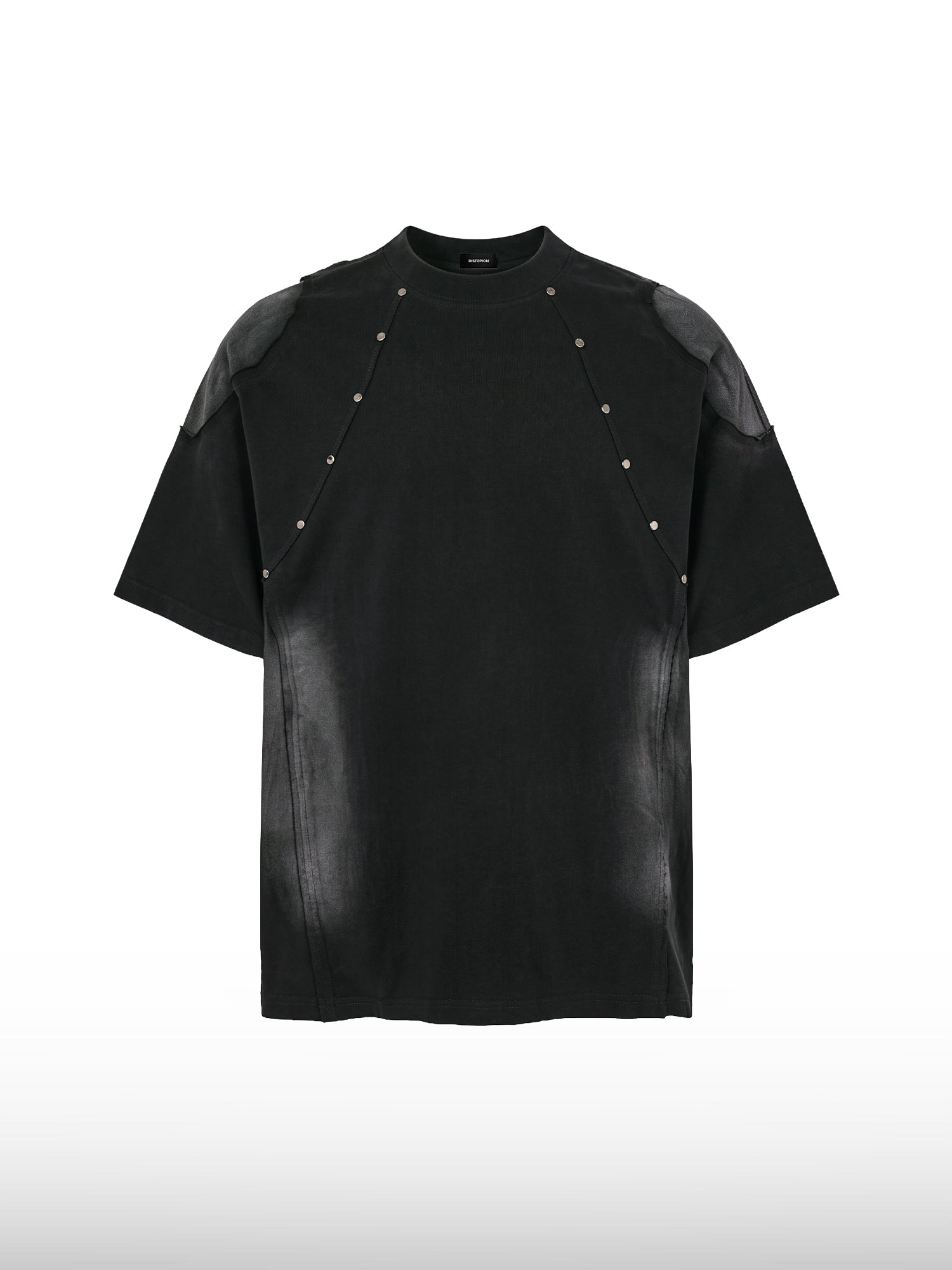 T-shirt Boxy con Borchie Effetto Consumato