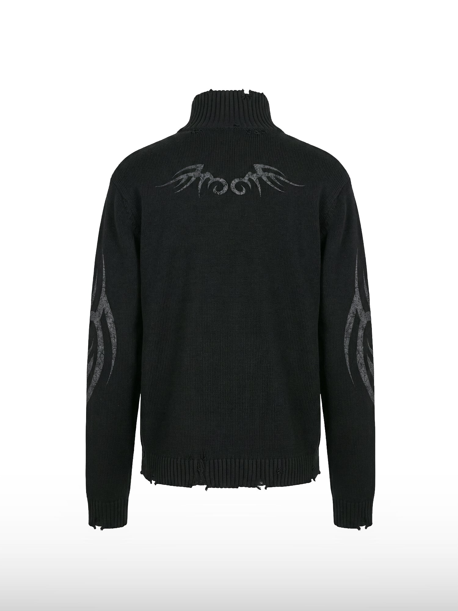Maglione con zip tribale e rovinato