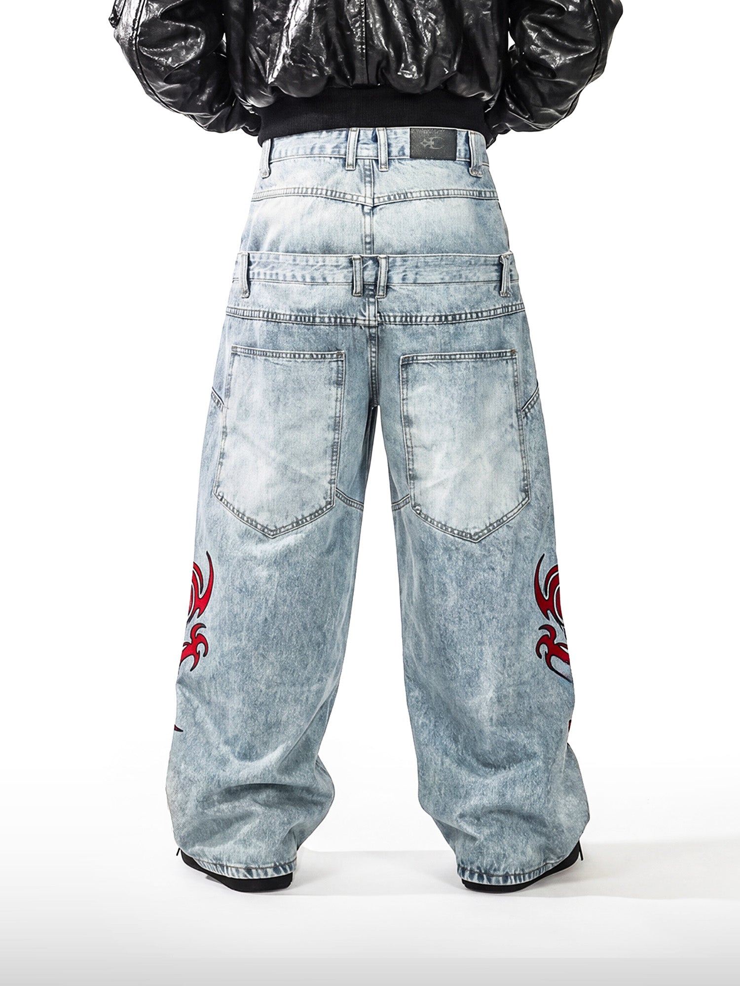 Dragon Shadow Double-Waist Jeans