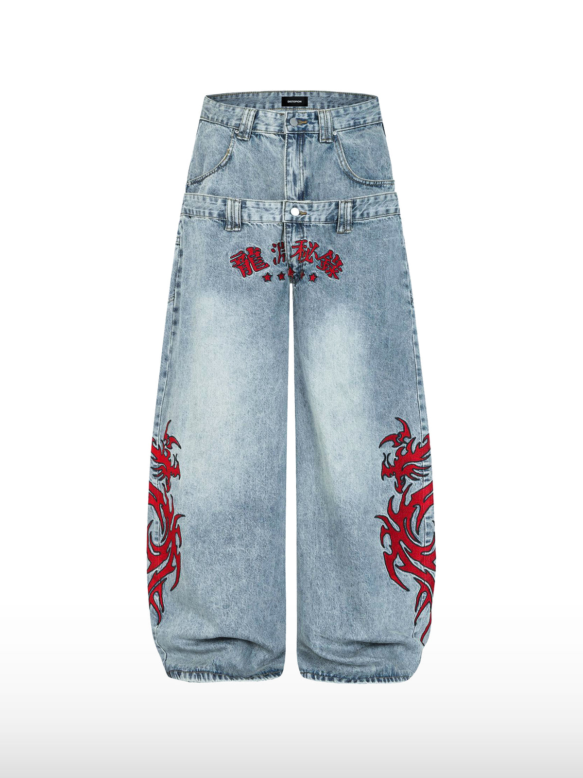 Dragon Shadow Double-Waist Jeans