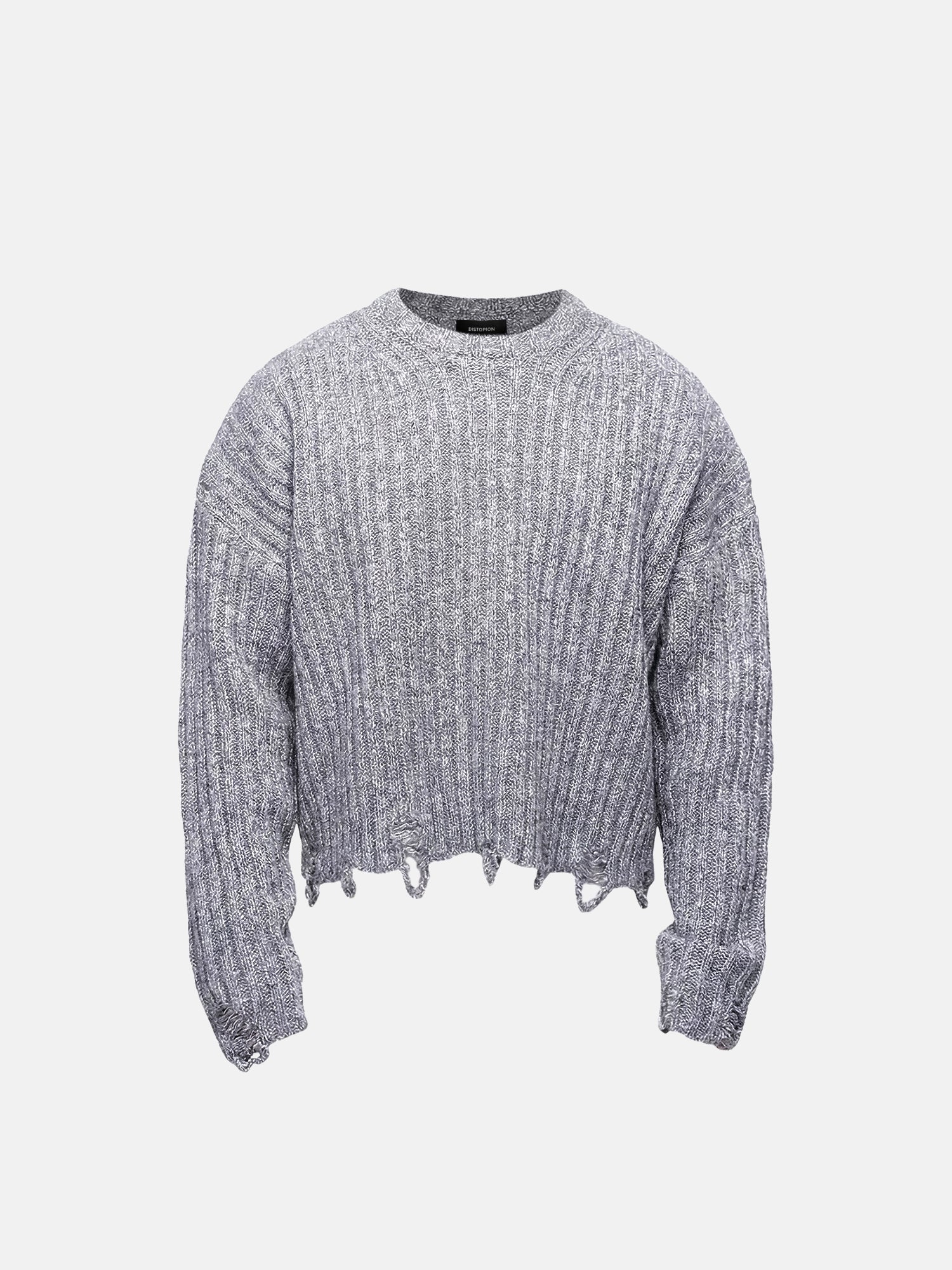 Maglione corto con bordo sfilacciato