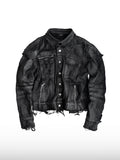 Frayed Black Denim Jacket
