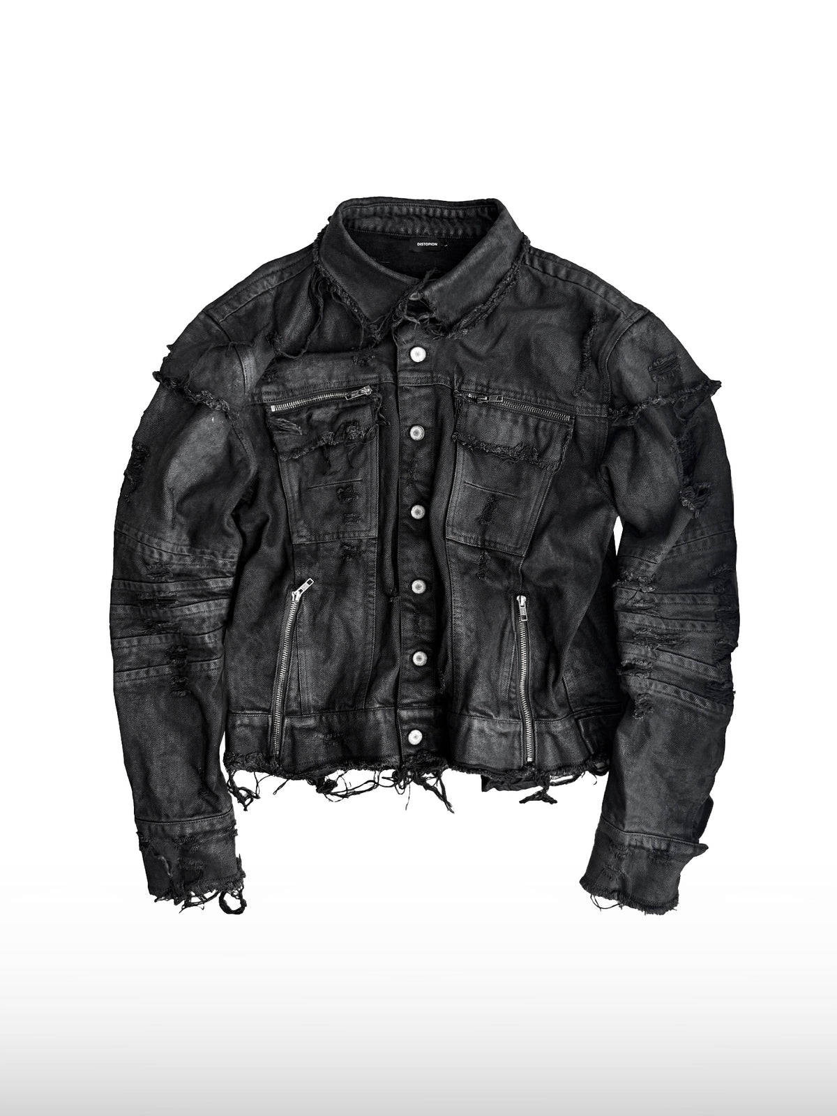 Frayed Black Denim Jacket