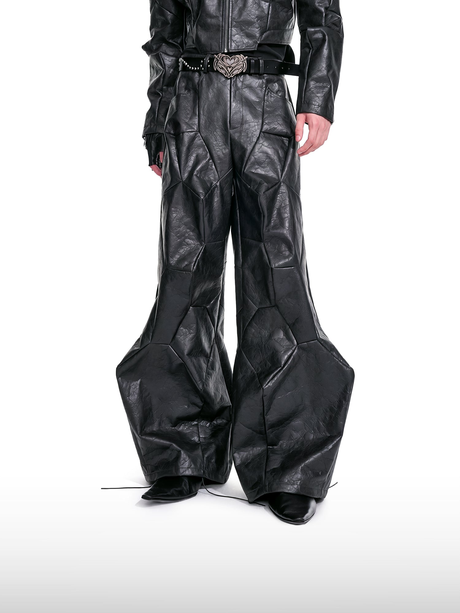 Architectural Panelled Leather Pants