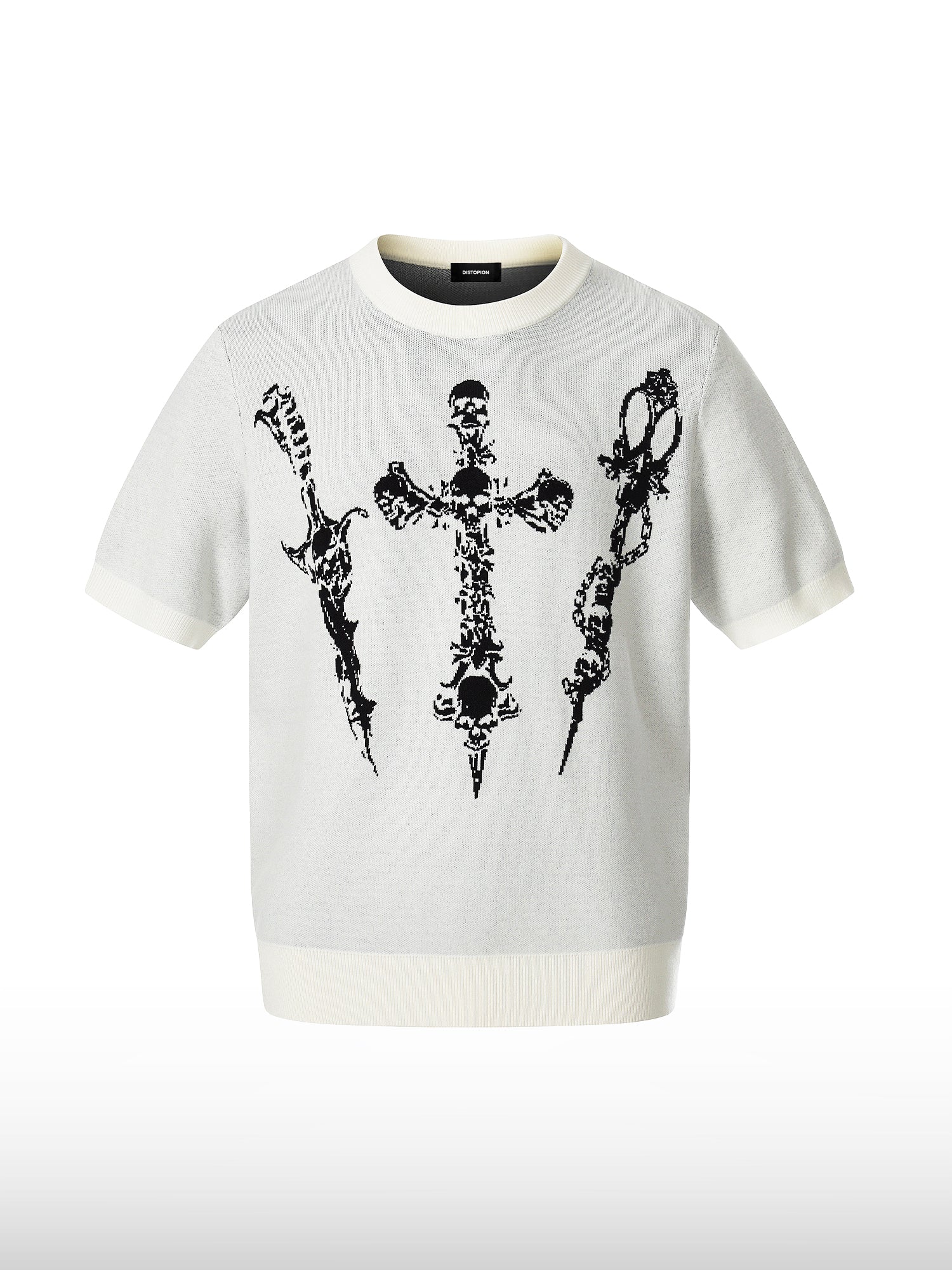T-shirt in jacquard con grafica gotica