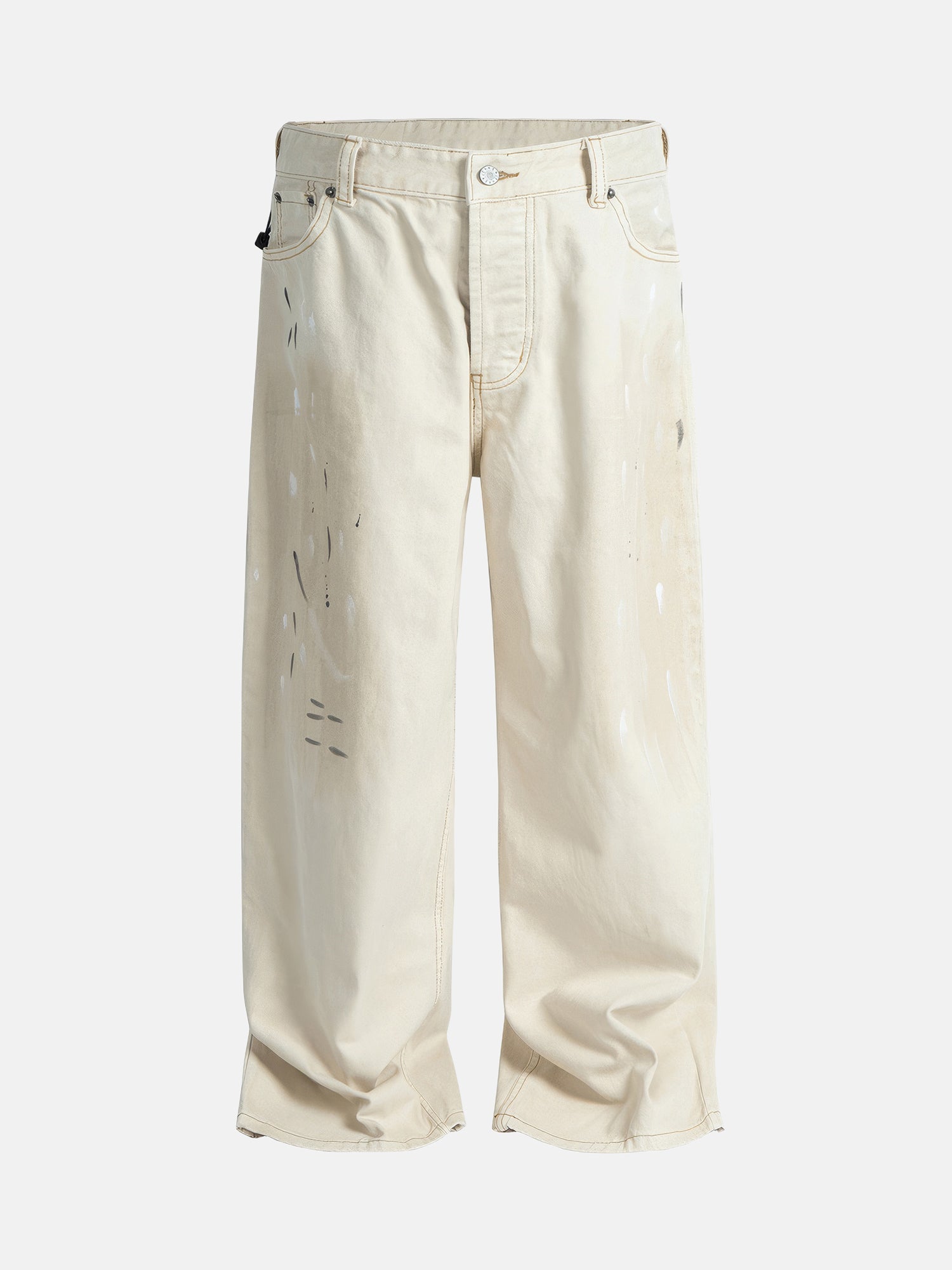 Pantaloni avorio effetto usurato
