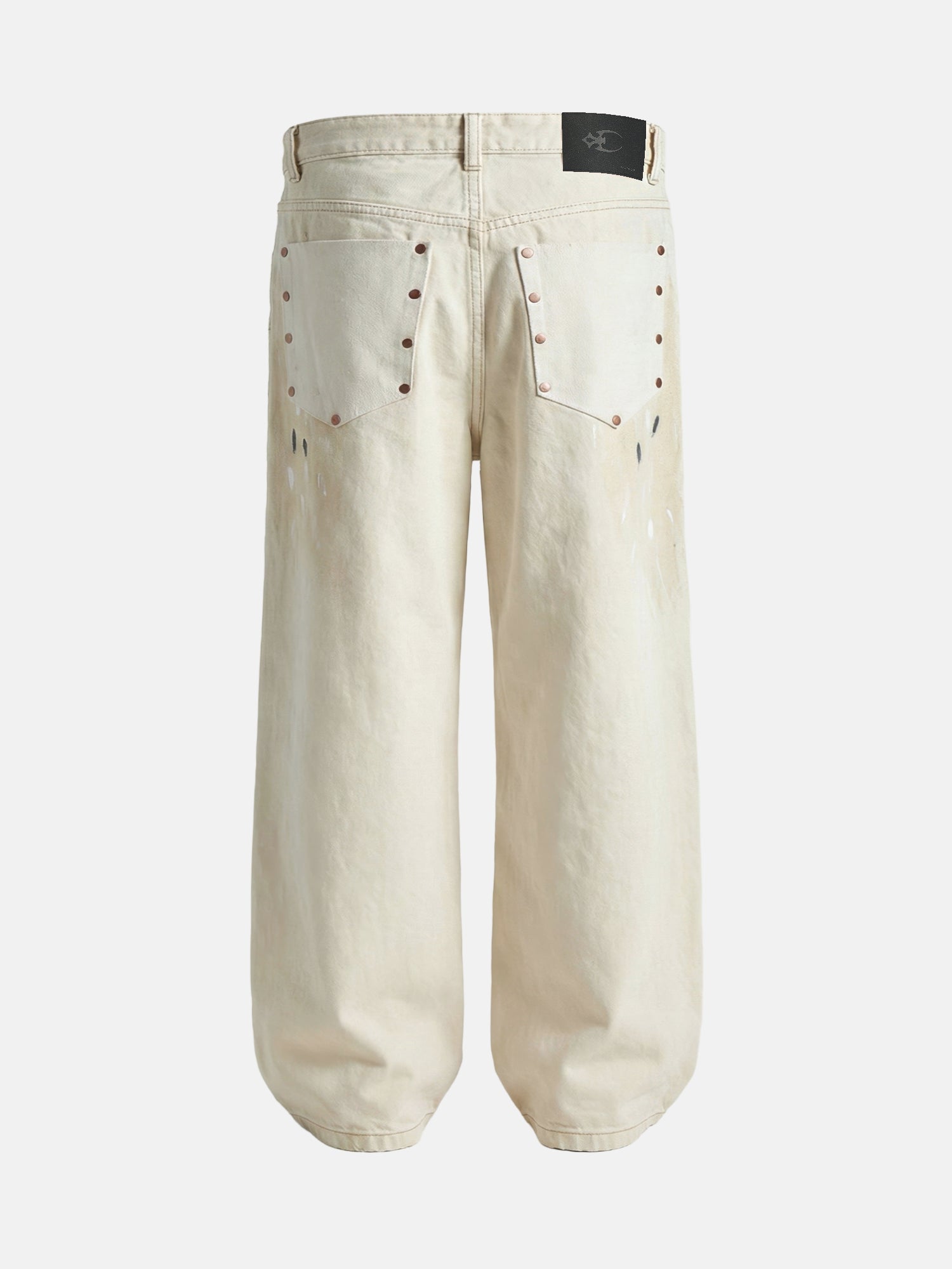 Pantaloni avorio effetto usurato