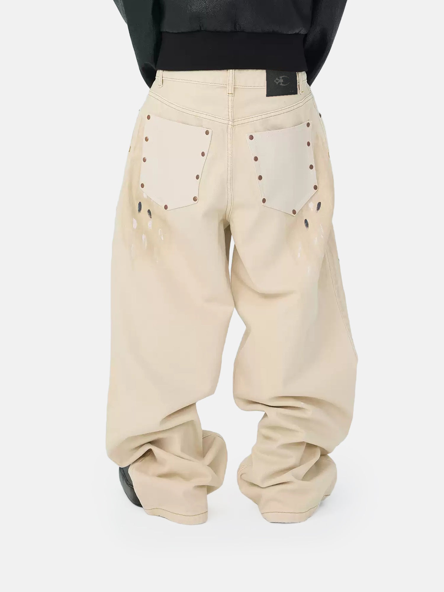 Pantaloni avorio effetto usurato