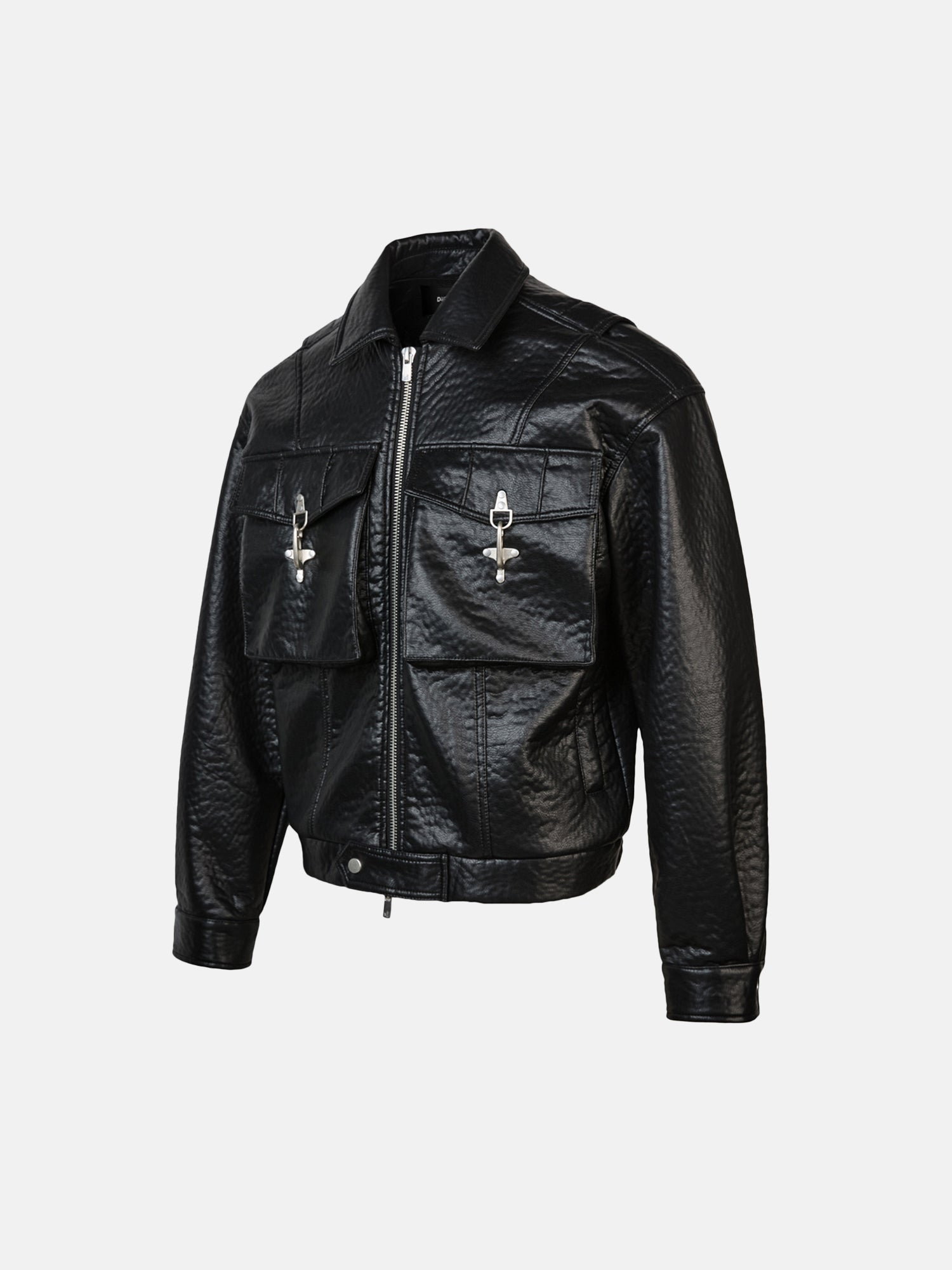 Lock Detail Leather Jacket