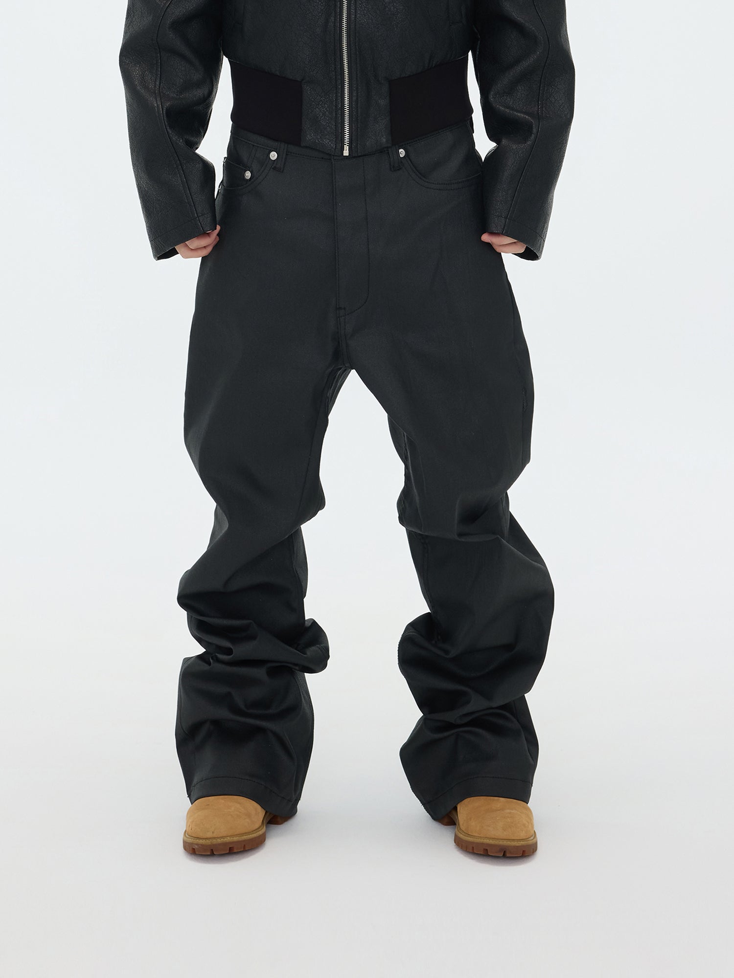 Pantaloni a gamba larga neri opachi